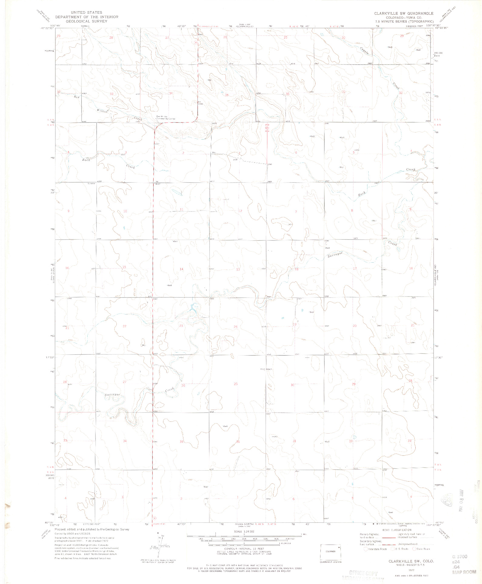 USGS 1:24000-SCALE QUADRANGLE FOR CLARKVILLE SW, CO 1972