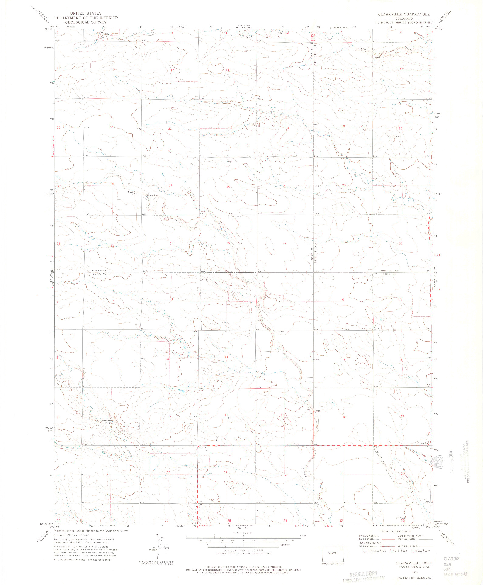 USGS 1:24000-SCALE QUADRANGLE FOR CLARKVILLE, CO 1972