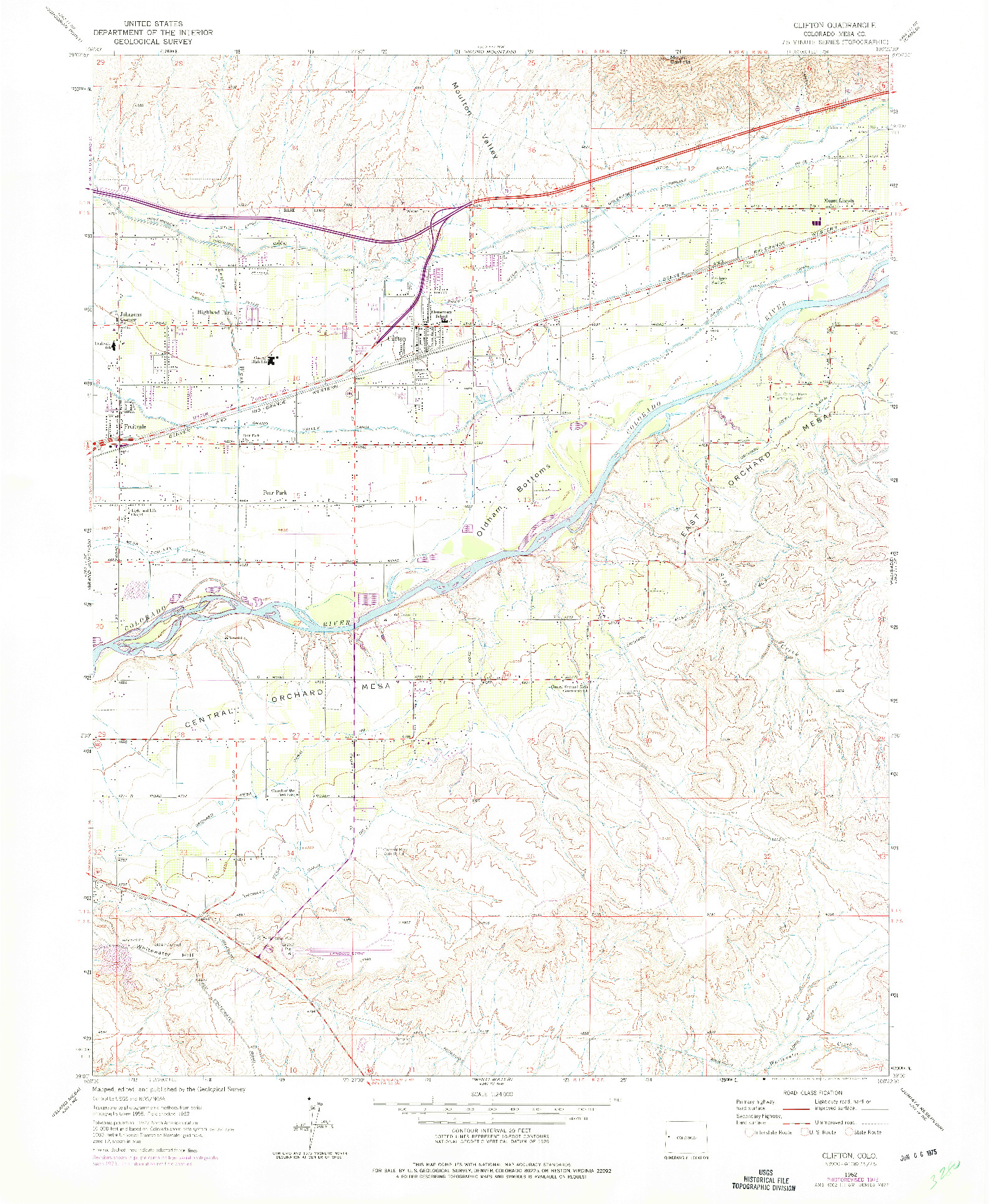 USGS 1:24000-SCALE QUADRANGLE FOR CLIFTON, CO 1962