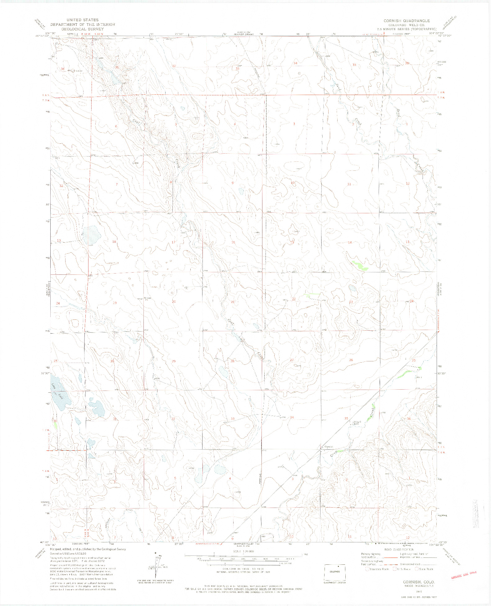 USGS 1:24000-SCALE QUADRANGLE FOR CORNISH, CO 1972