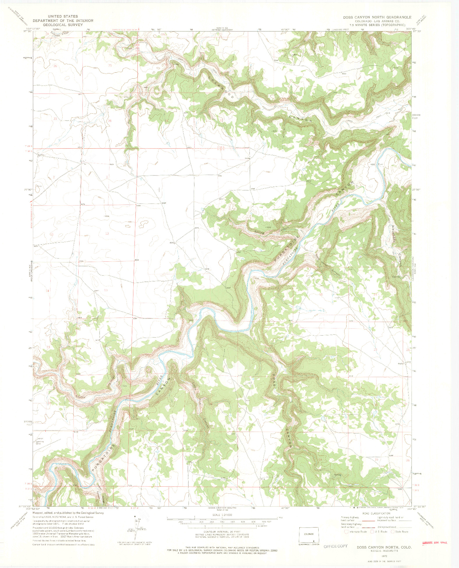 USGS 1:24000-SCALE QUADRANGLE FOR DOSS CANYON NORTH, CO 1972