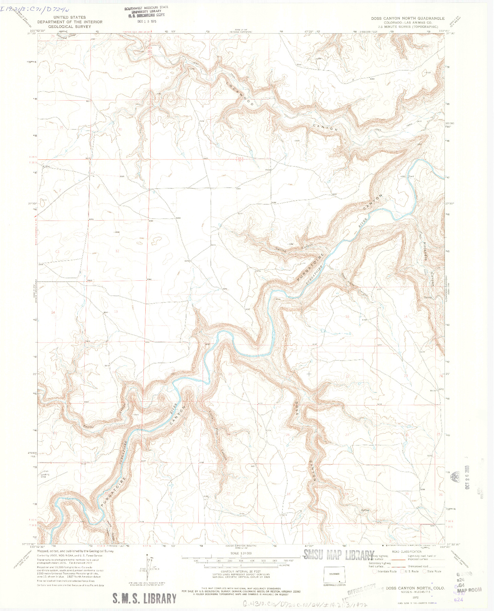 USGS 1:24000-SCALE QUADRANGLE FOR DOSS CANYON NORTH, CO 1972