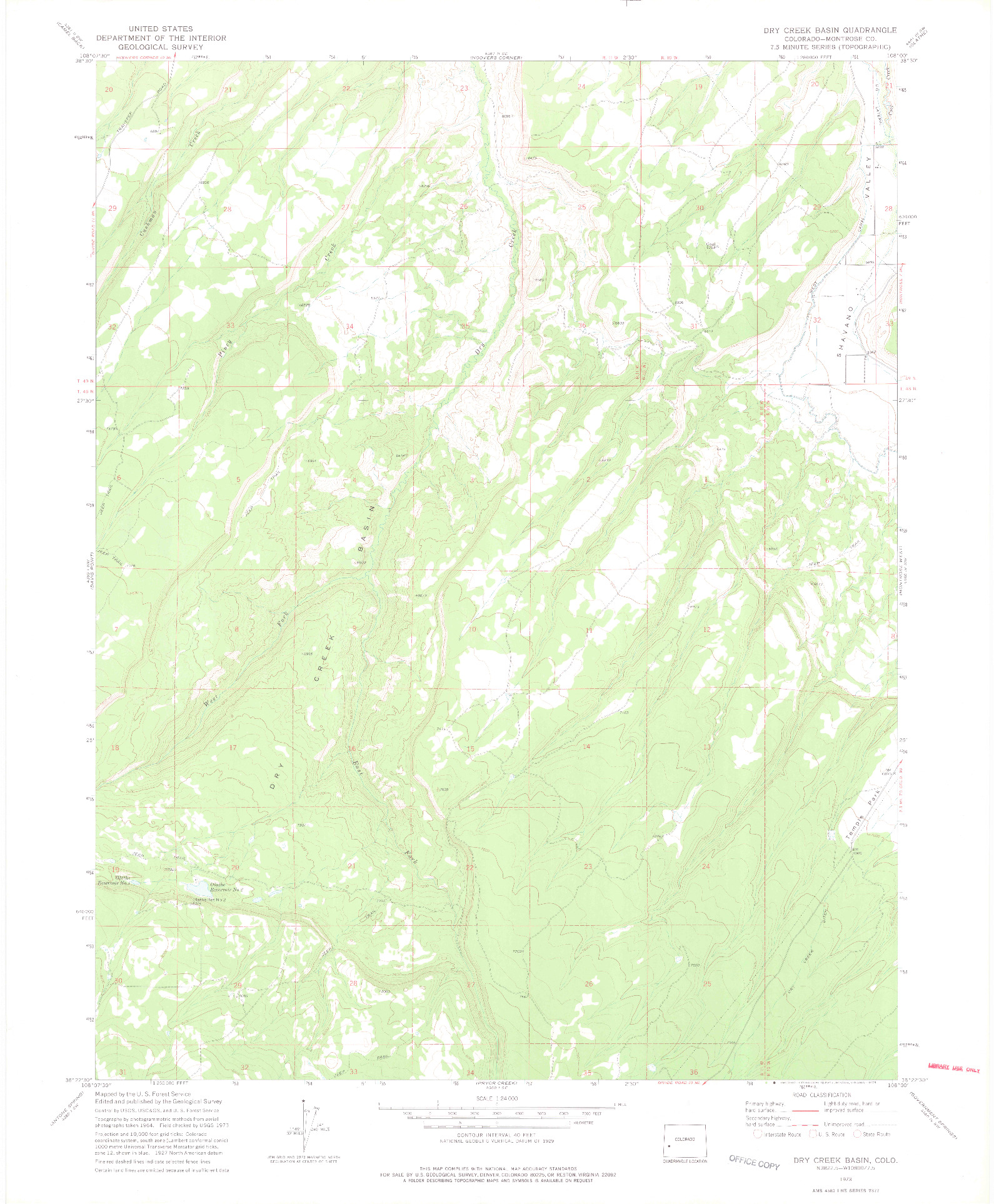 USGS 1:24000-SCALE QUADRANGLE FOR DRY CREEK BASIN, CO 1973