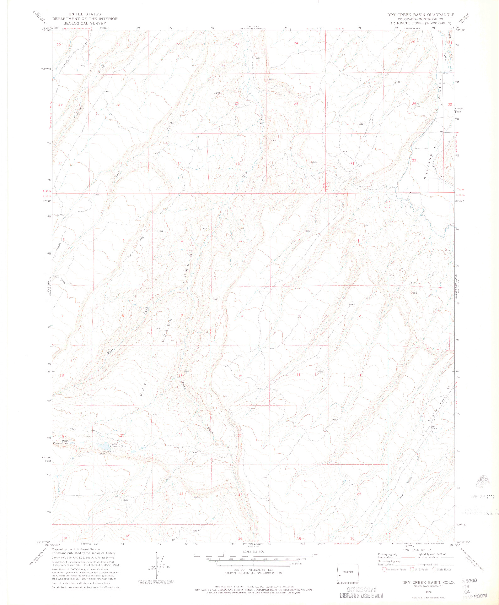 USGS 1:24000-SCALE QUADRANGLE FOR DRY CREEK BASIN, CO 1973