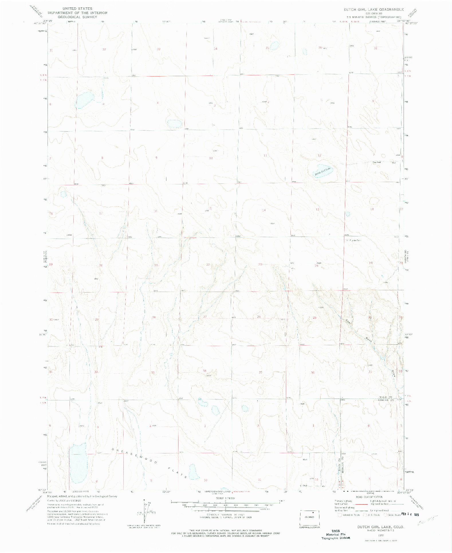 USGS 1:24000-SCALE QUADRANGLE FOR DUTCH GIRL LAKE, CO 1972