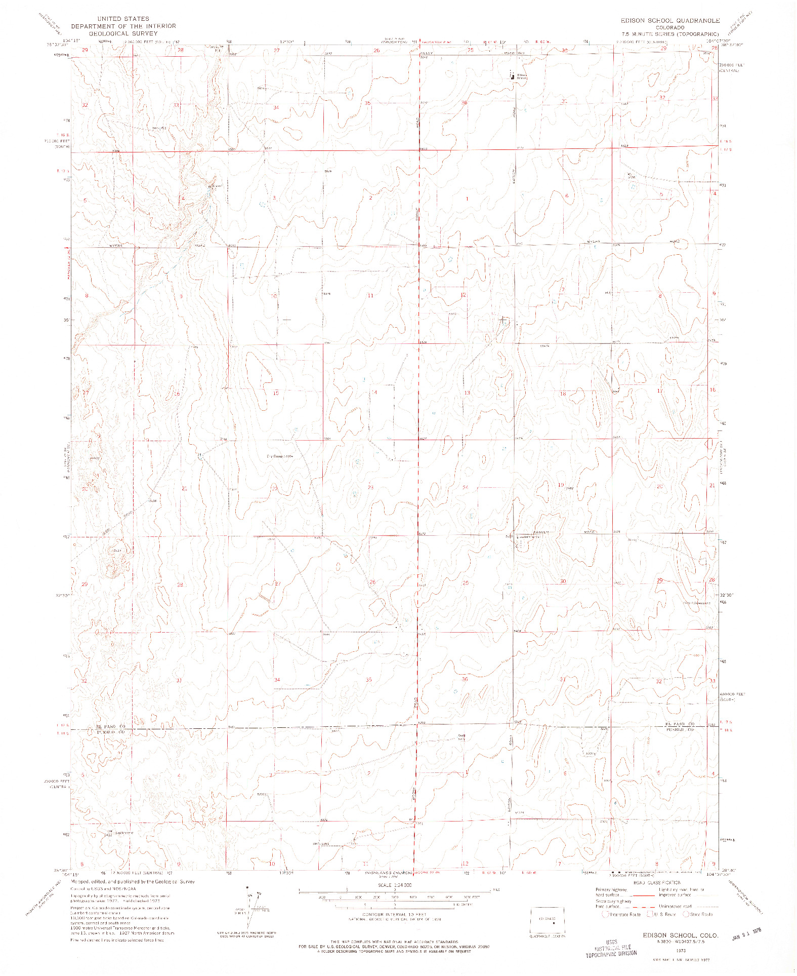 USGS 1:24000-SCALE QUADRANGLE FOR EDISON SCHOOL, CO 1973