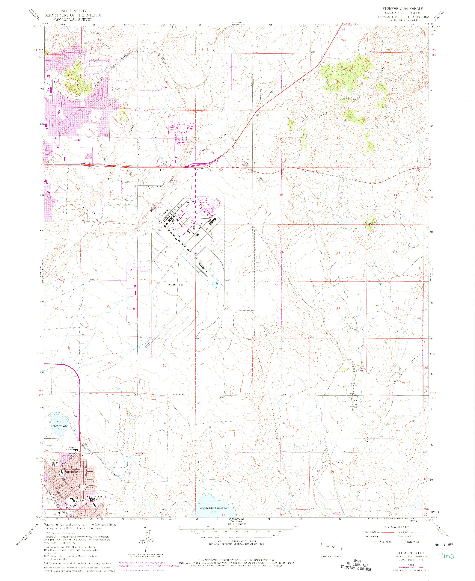 USGS 1:24000-SCALE QUADRANGLE FOR ELSMERE, CO 1961