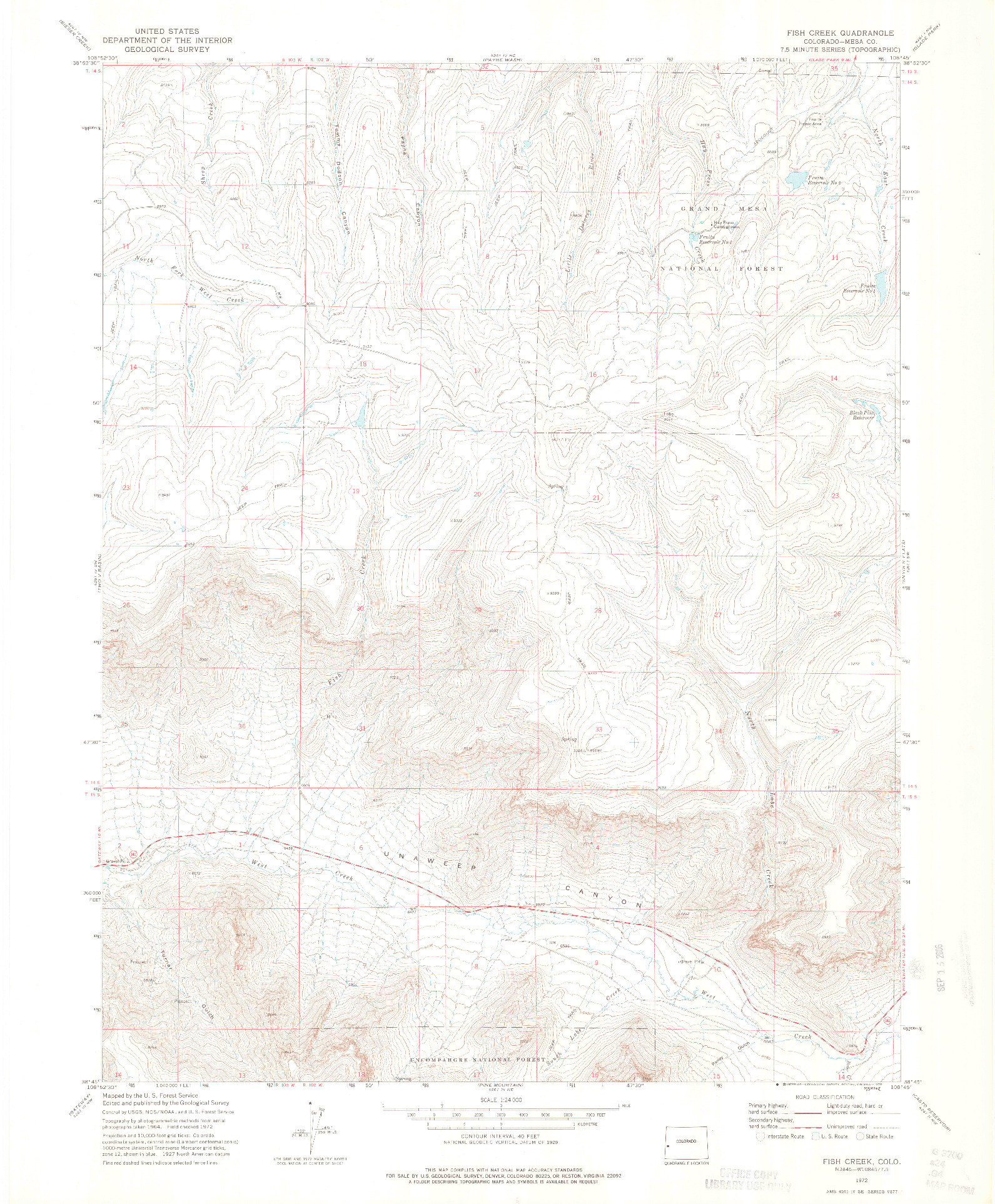 USGS 1:24000-SCALE QUADRANGLE FOR FISH CREEK, CO 1972