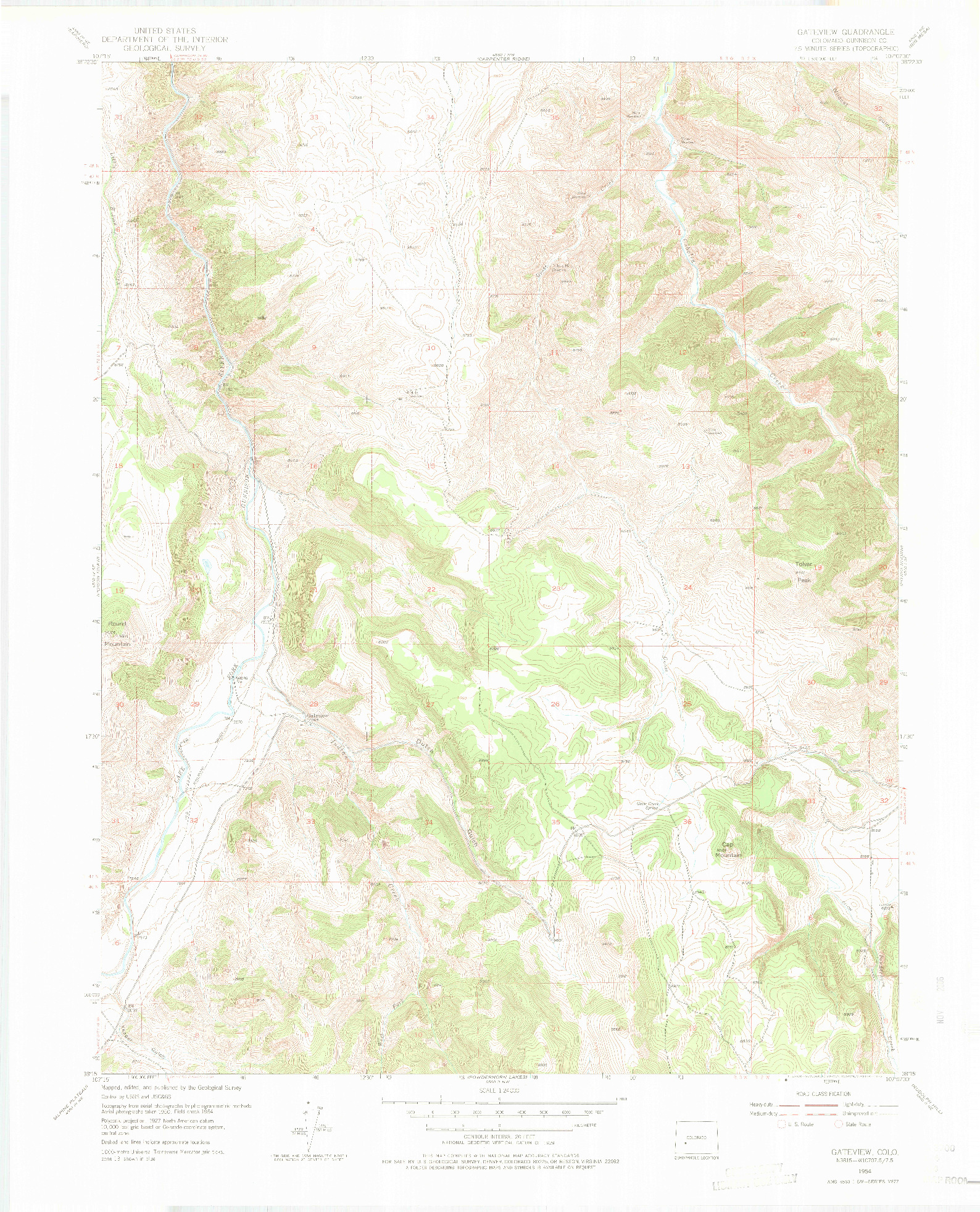 USGS 1:24000-SCALE QUADRANGLE FOR GATEVIEW, CO 1954