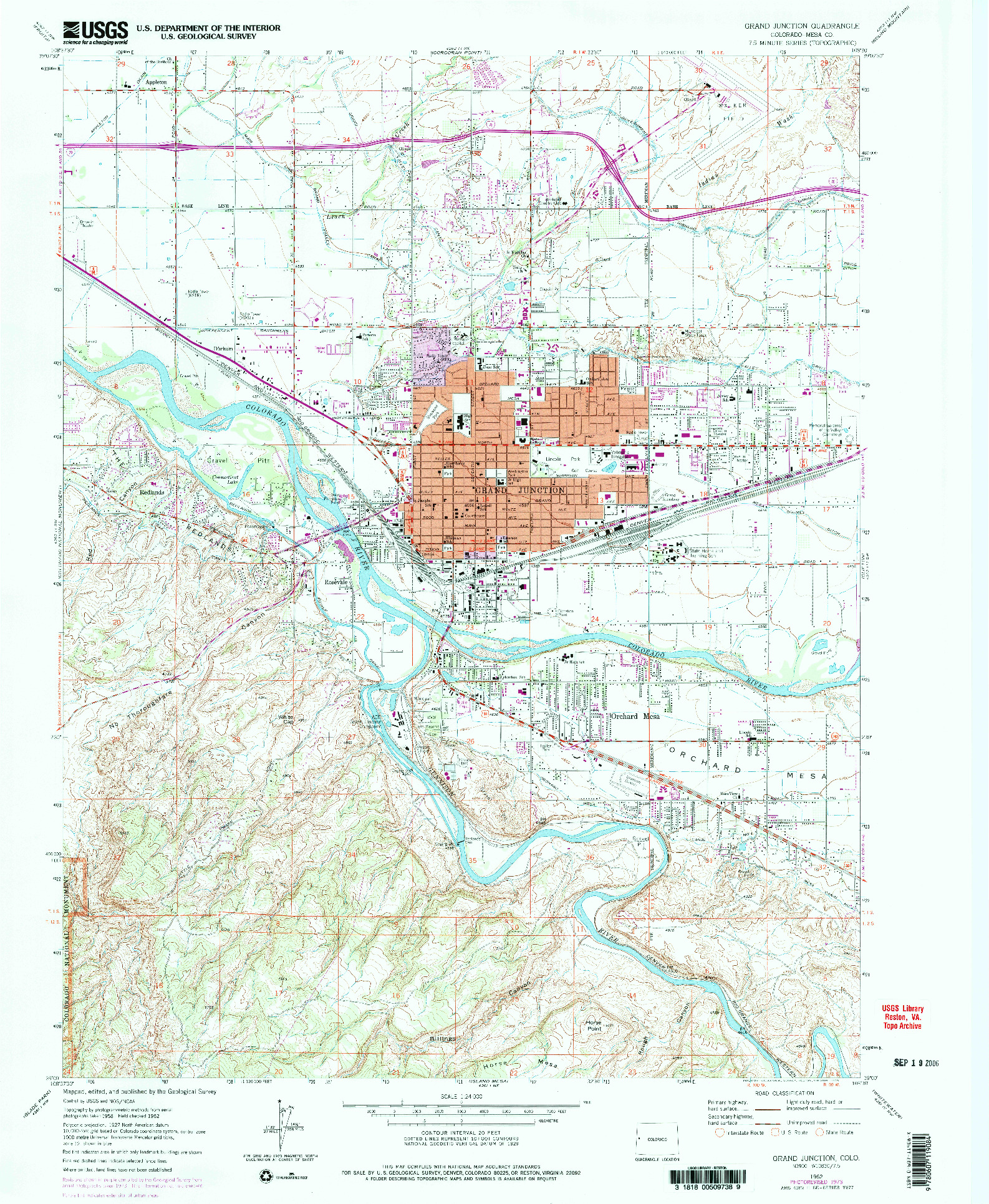 USGS 1:24000-SCALE QUADRANGLE FOR GRAND JUNCTION, CO 1962