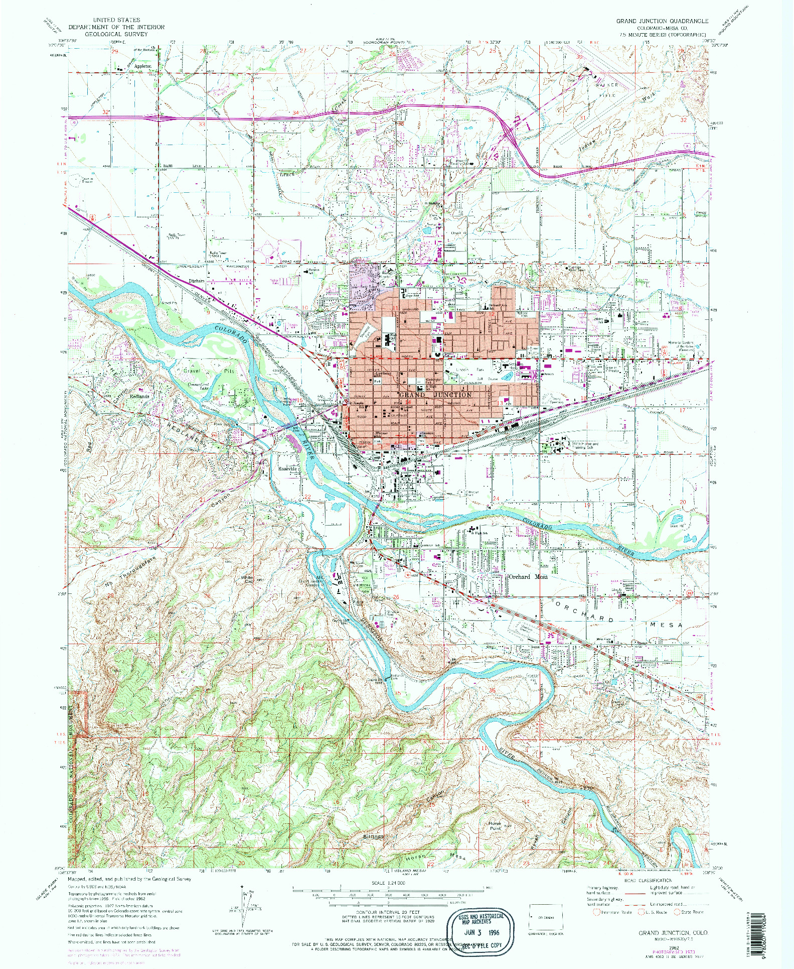 USGS 1:24000-SCALE QUADRANGLE FOR GRAND JUNCTION, CO 1962