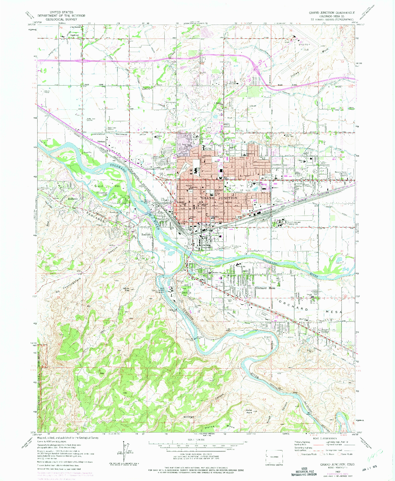 USGS 1:24000-SCALE QUADRANGLE FOR GRAND JUNCTION, CO 1962