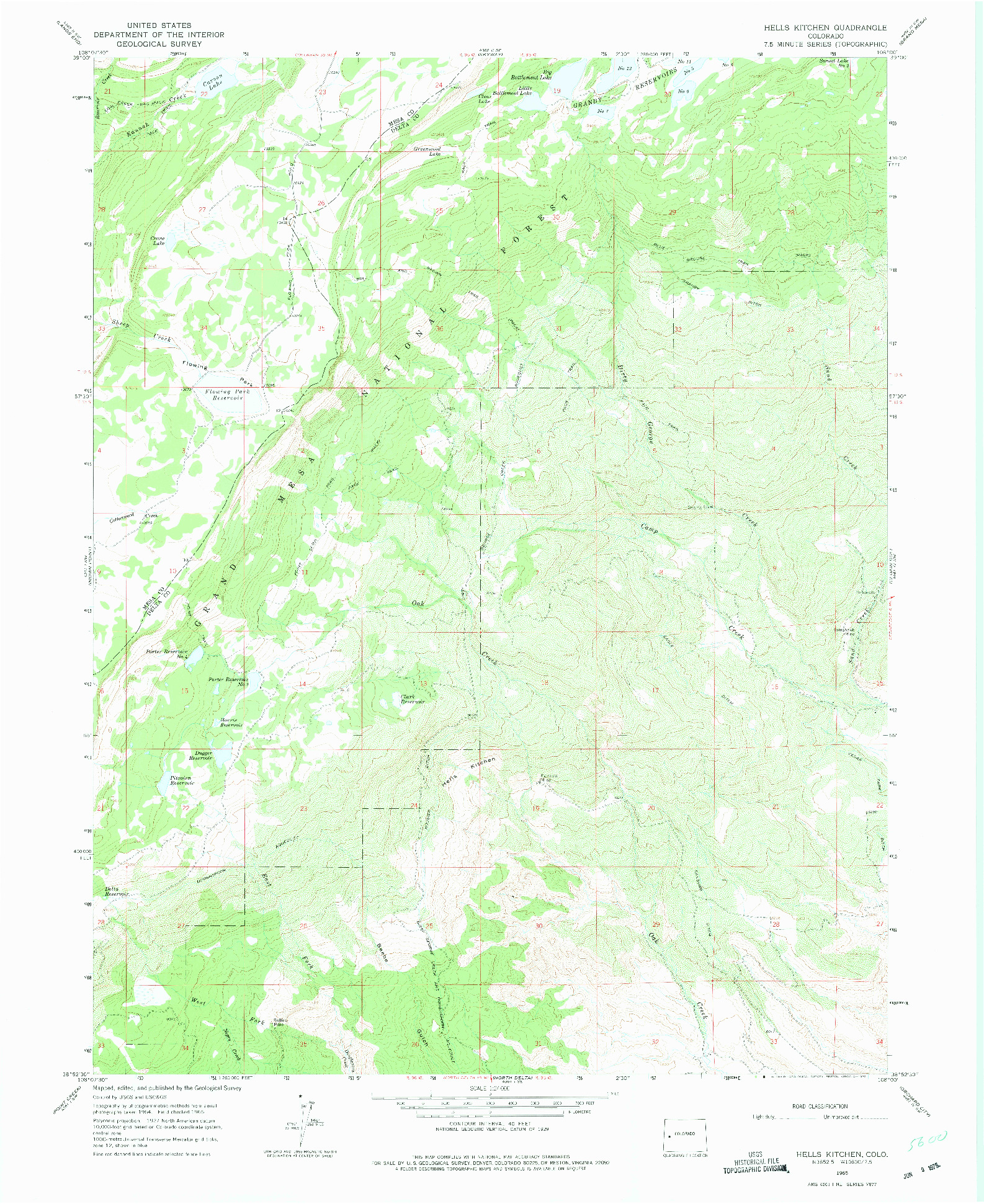 USGS 1:24000-SCALE QUADRANGLE FOR HELLS KITCHEN, CO 1965