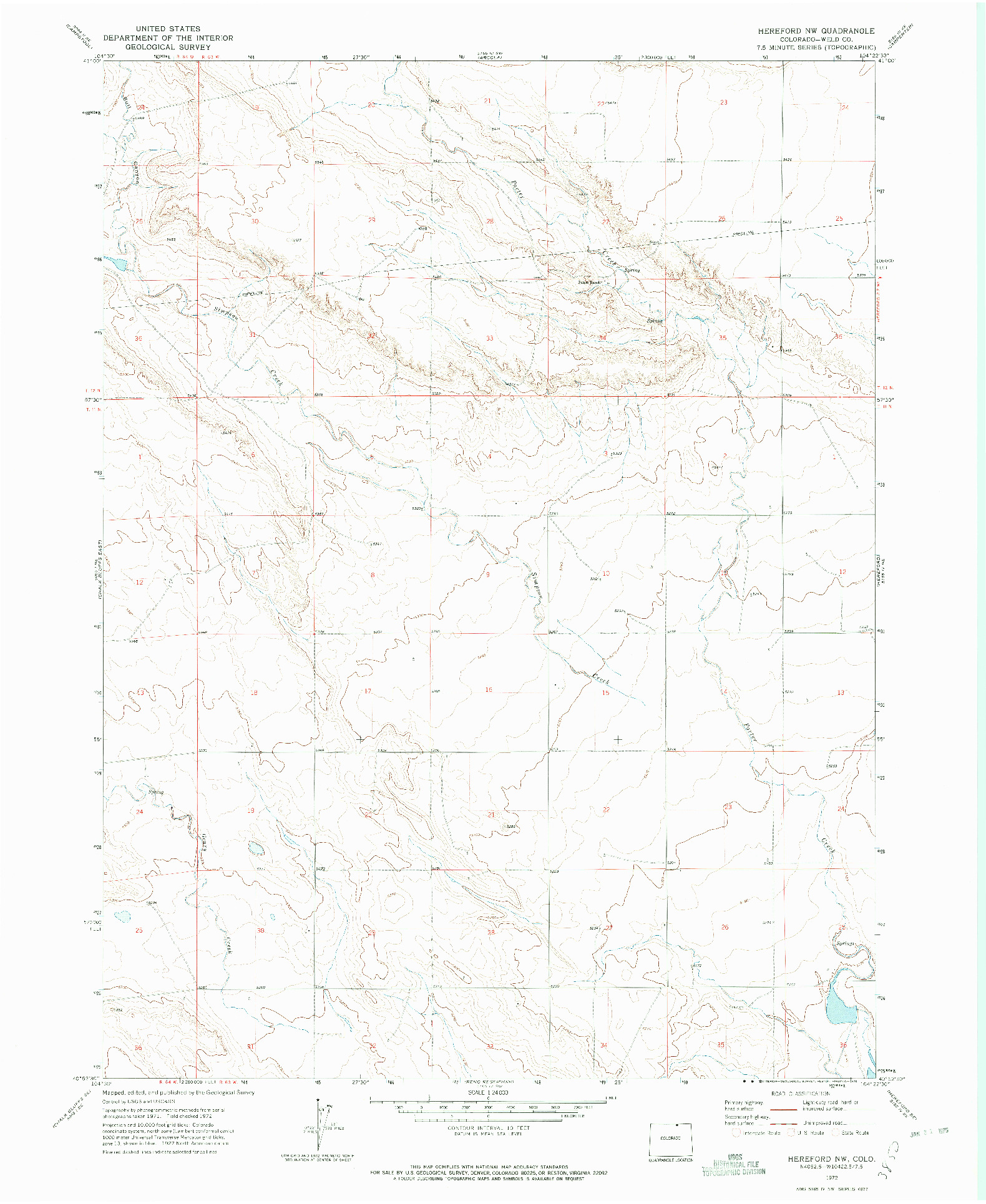 USGS 1:24000-SCALE QUADRANGLE FOR HEREFORD NW, CO 1972