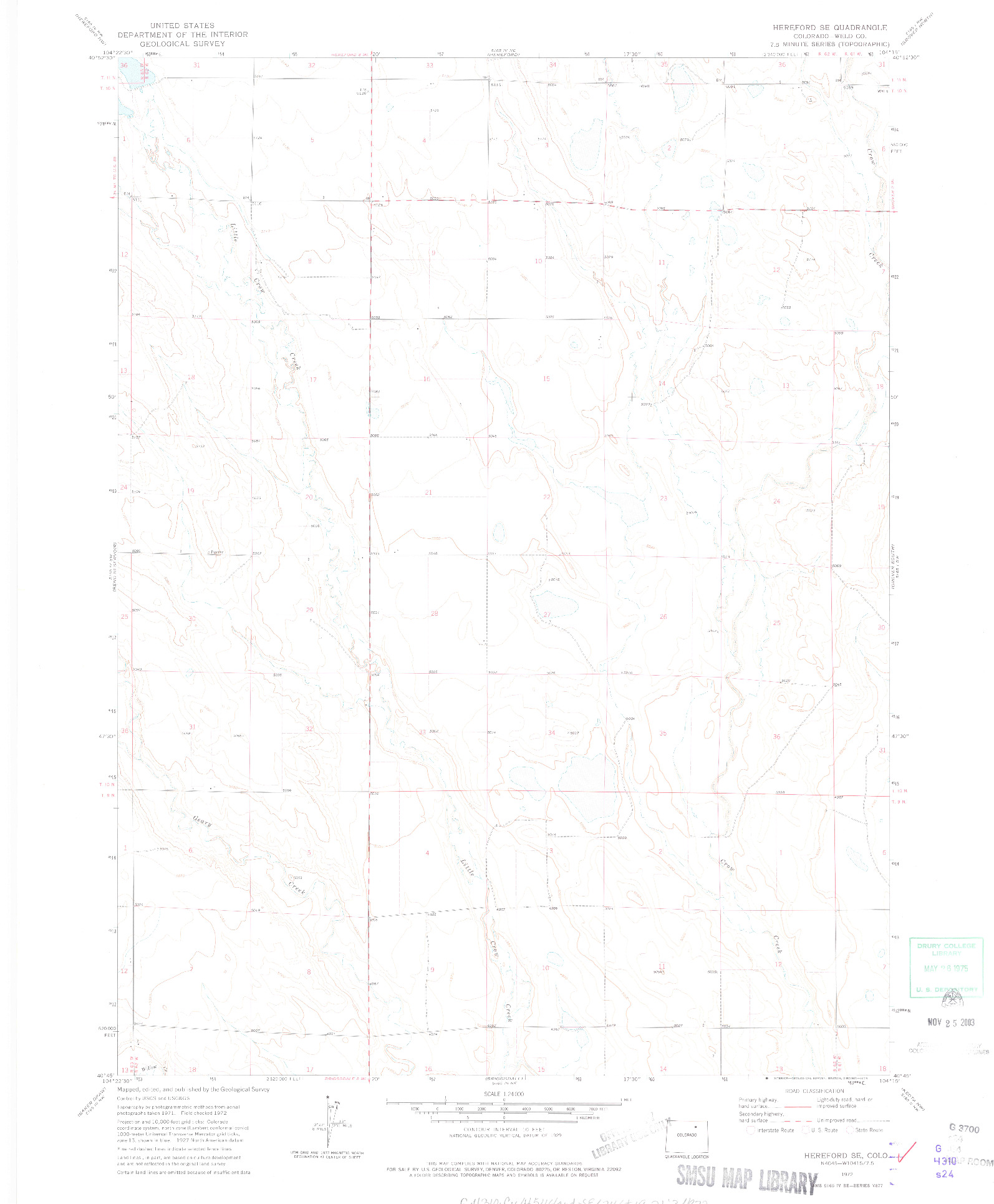 USGS 1:24000-SCALE QUADRANGLE FOR HEREFORD, CO 1972