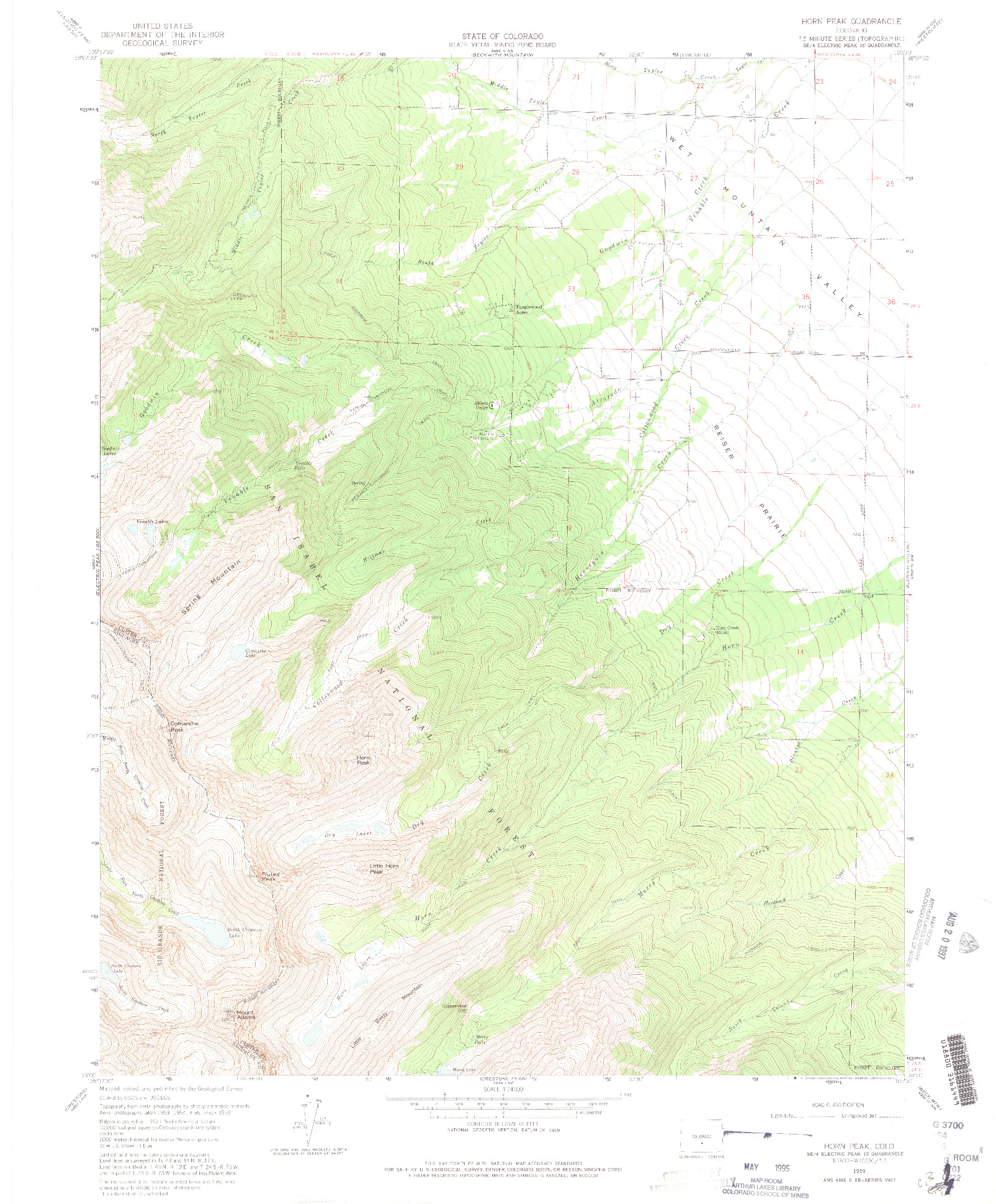 USGS 1:24000-SCALE QUADRANGLE FOR HORN PEAK, CO 1959