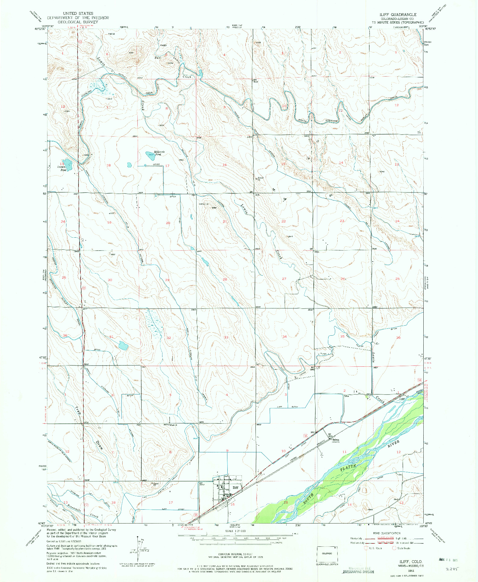 USGS 1:24000-SCALE QUADRANGLE FOR ILIFF, CO 1951