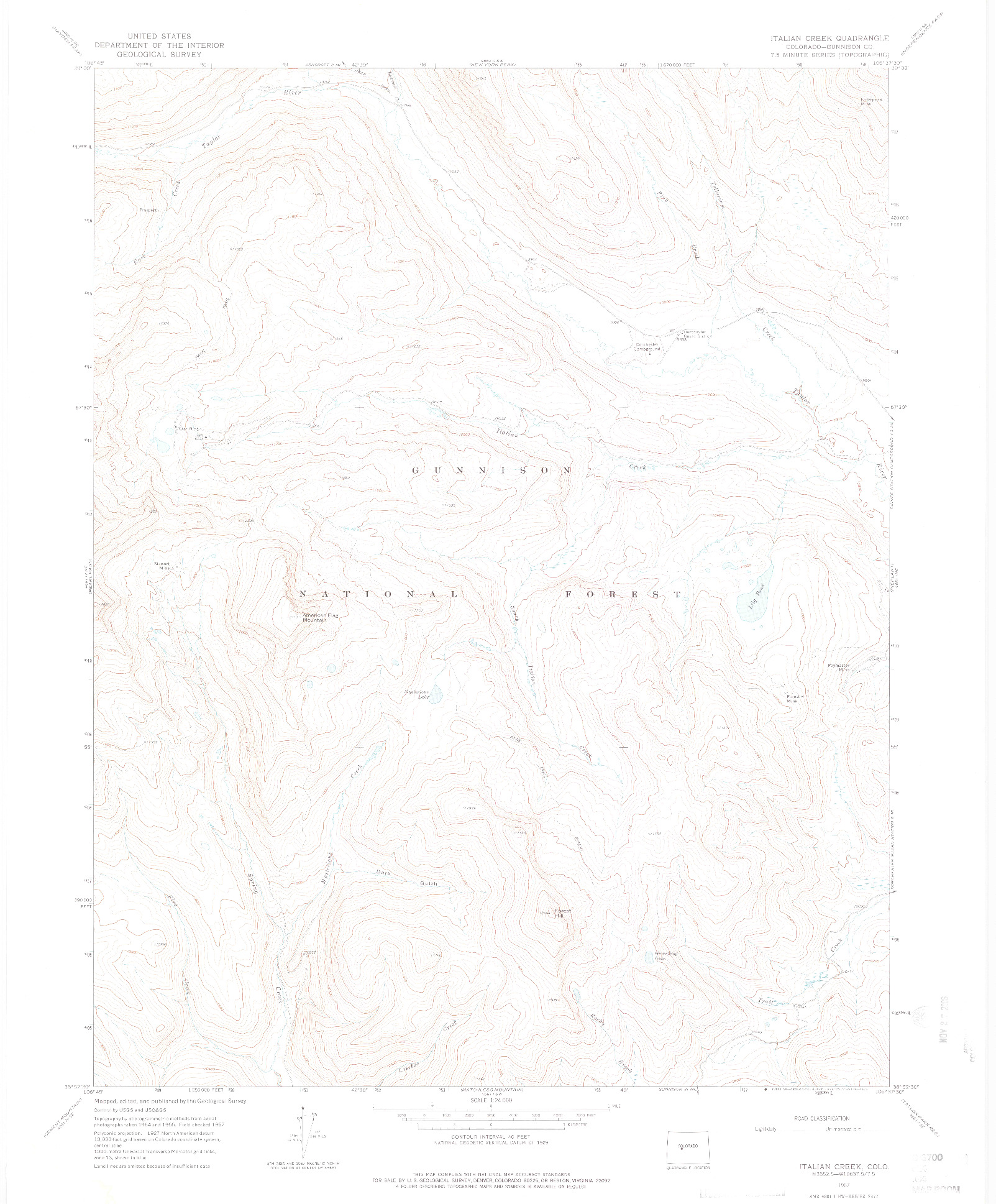 USGS 1:24000-SCALE QUADRANGLE FOR ITALIAN CREEK, CO 1967