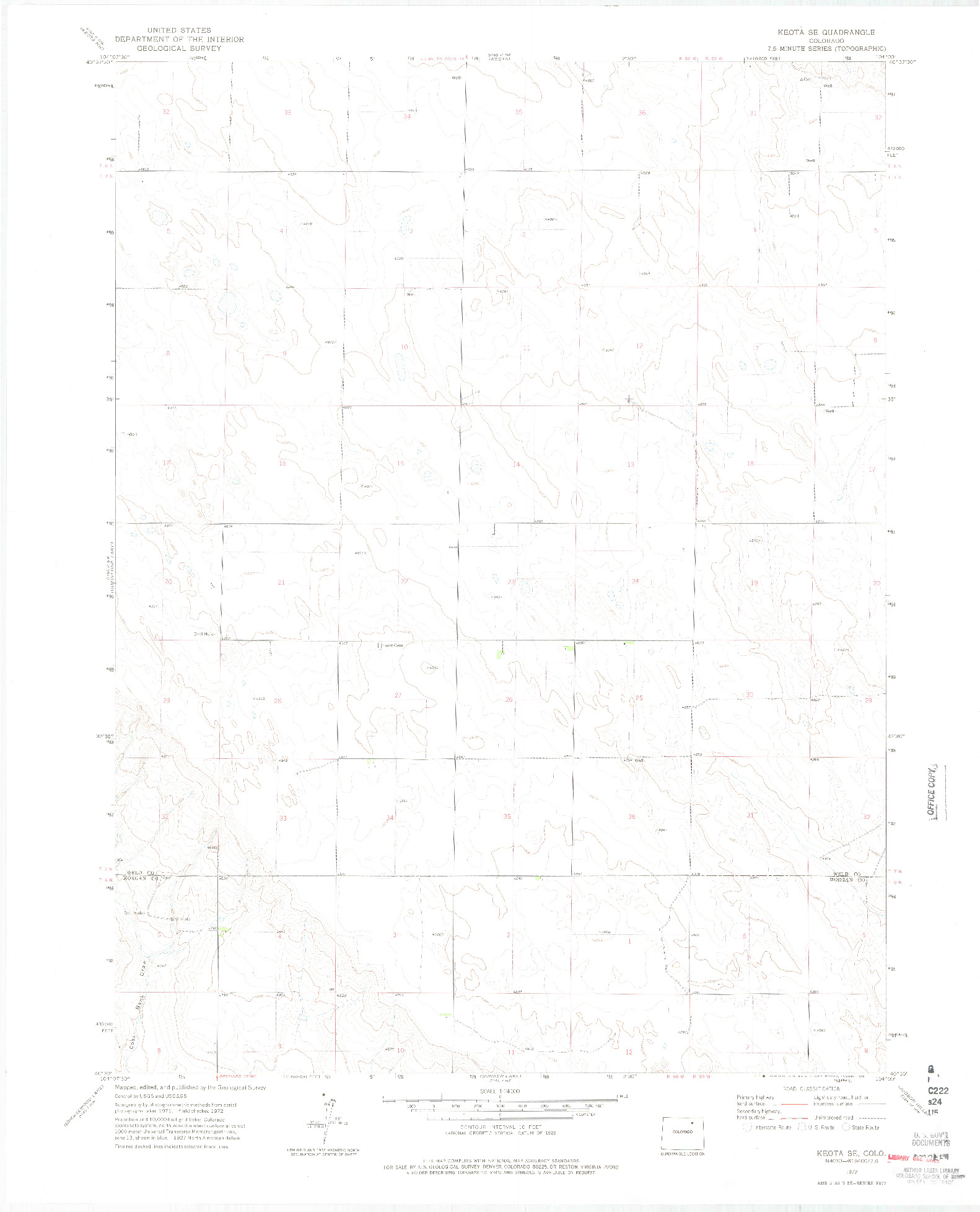 USGS 1:24000-SCALE QUADRANGLE FOR KEOTA SE, CO 1972