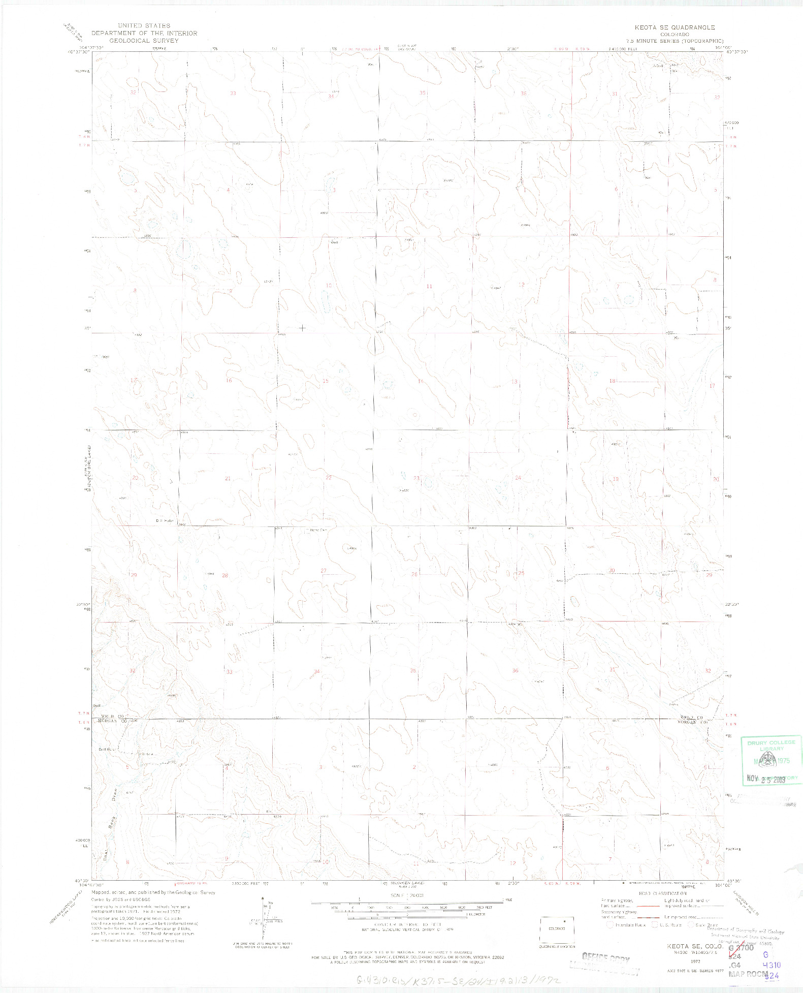 USGS 1:24000-SCALE QUADRANGLE FOR KEOTA SE, CO 1972