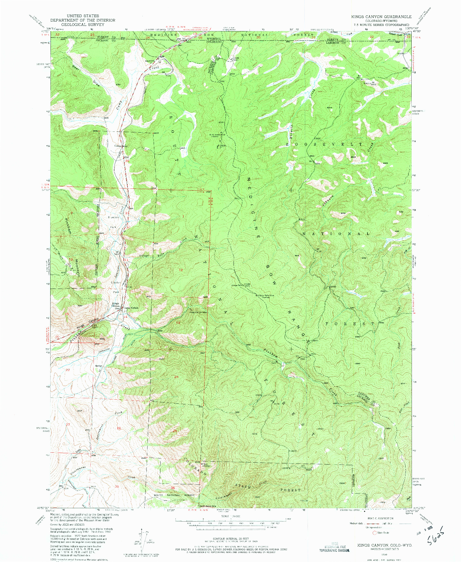 USGS 1:24000-SCALE QUADRANGLE FOR KINGS CANYON, CO 1950