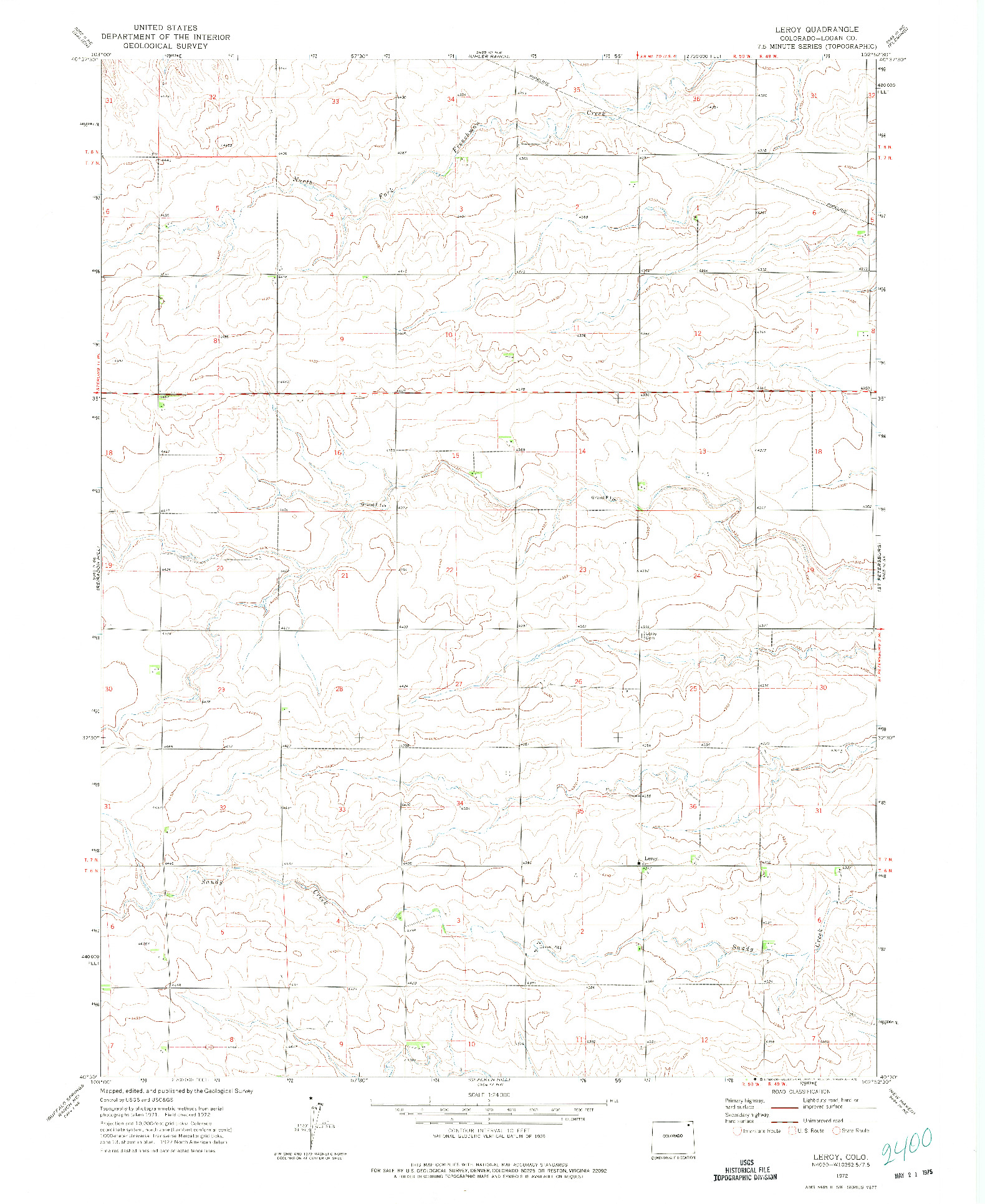 USGS 1:24000-SCALE QUADRANGLE FOR LEROY, CO 1972