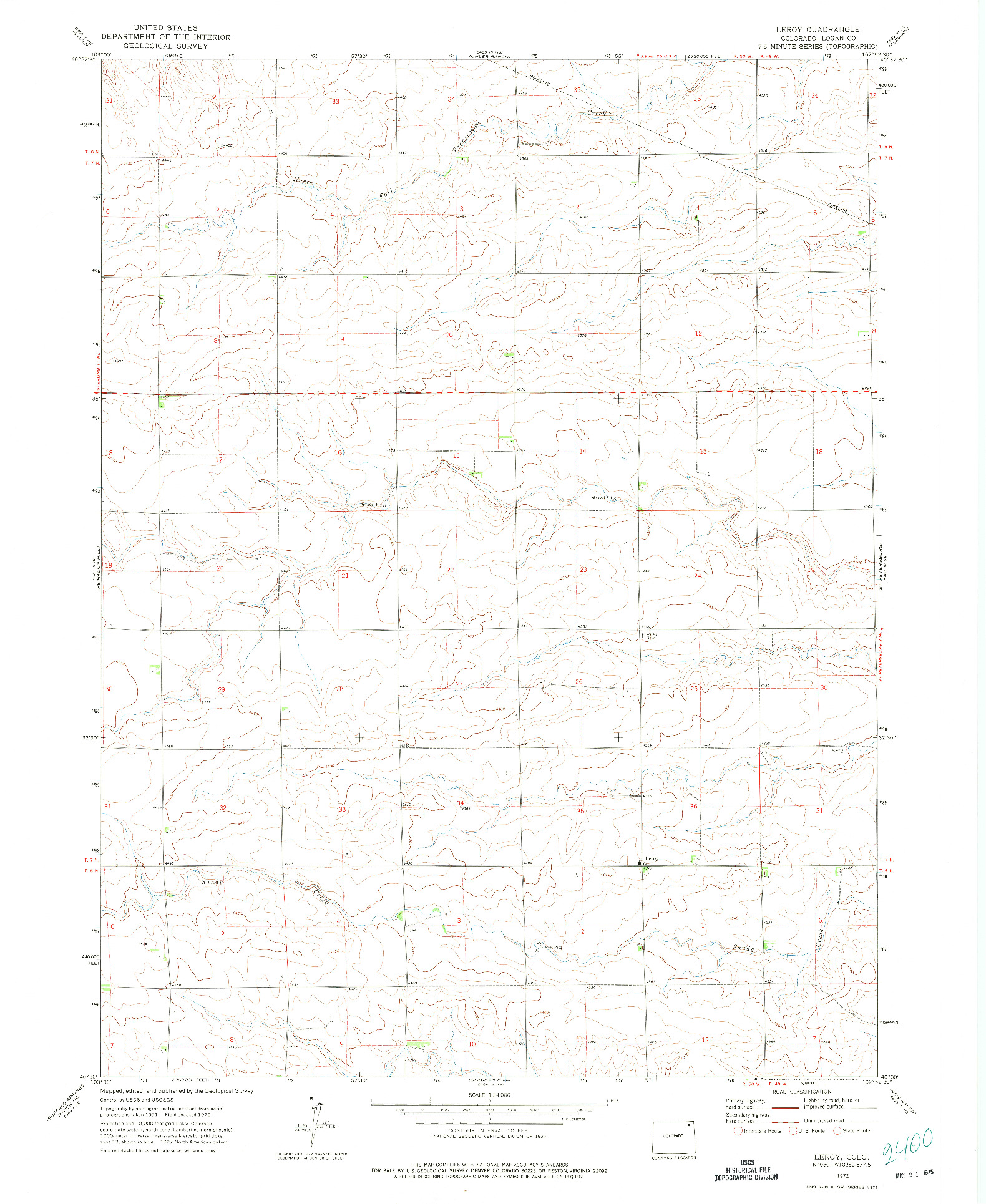 USGS 1:24000-SCALE QUADRANGLE FOR LEROY, CO 1972