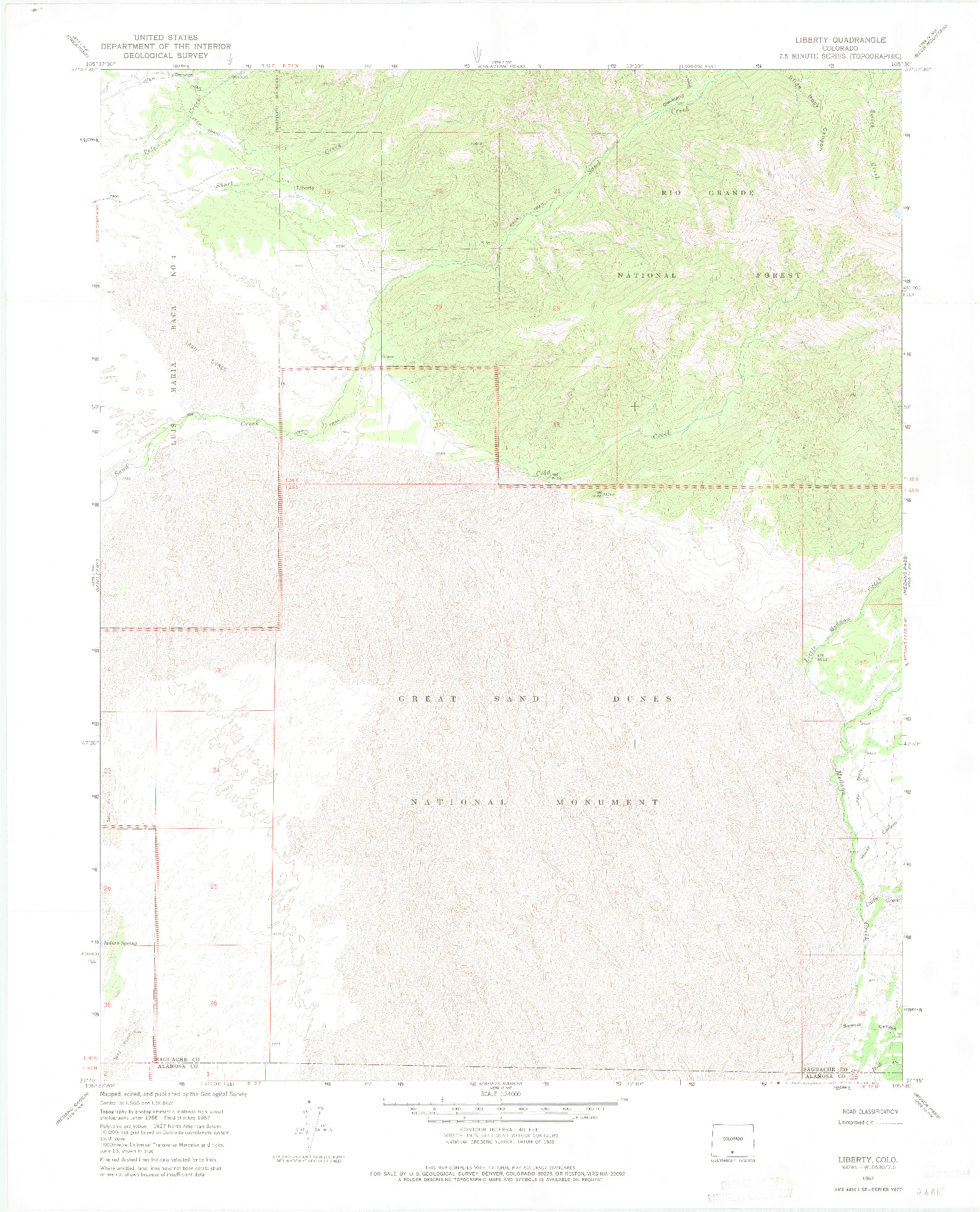 USGS 1:24000-SCALE QUADRANGLE FOR LIBERTY, CO 1967