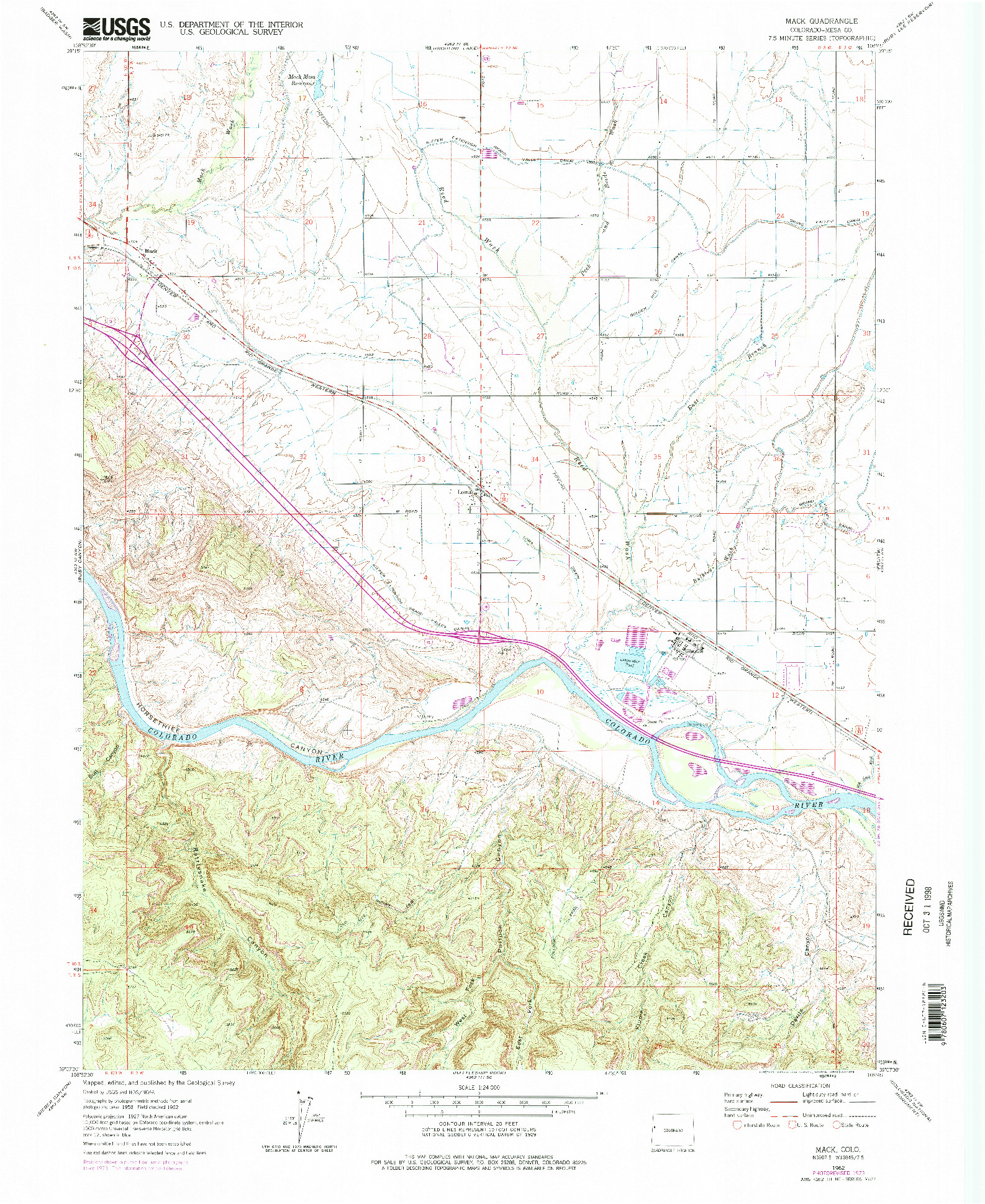 USGS 1:24000-SCALE QUADRANGLE FOR MACK, CO 1962