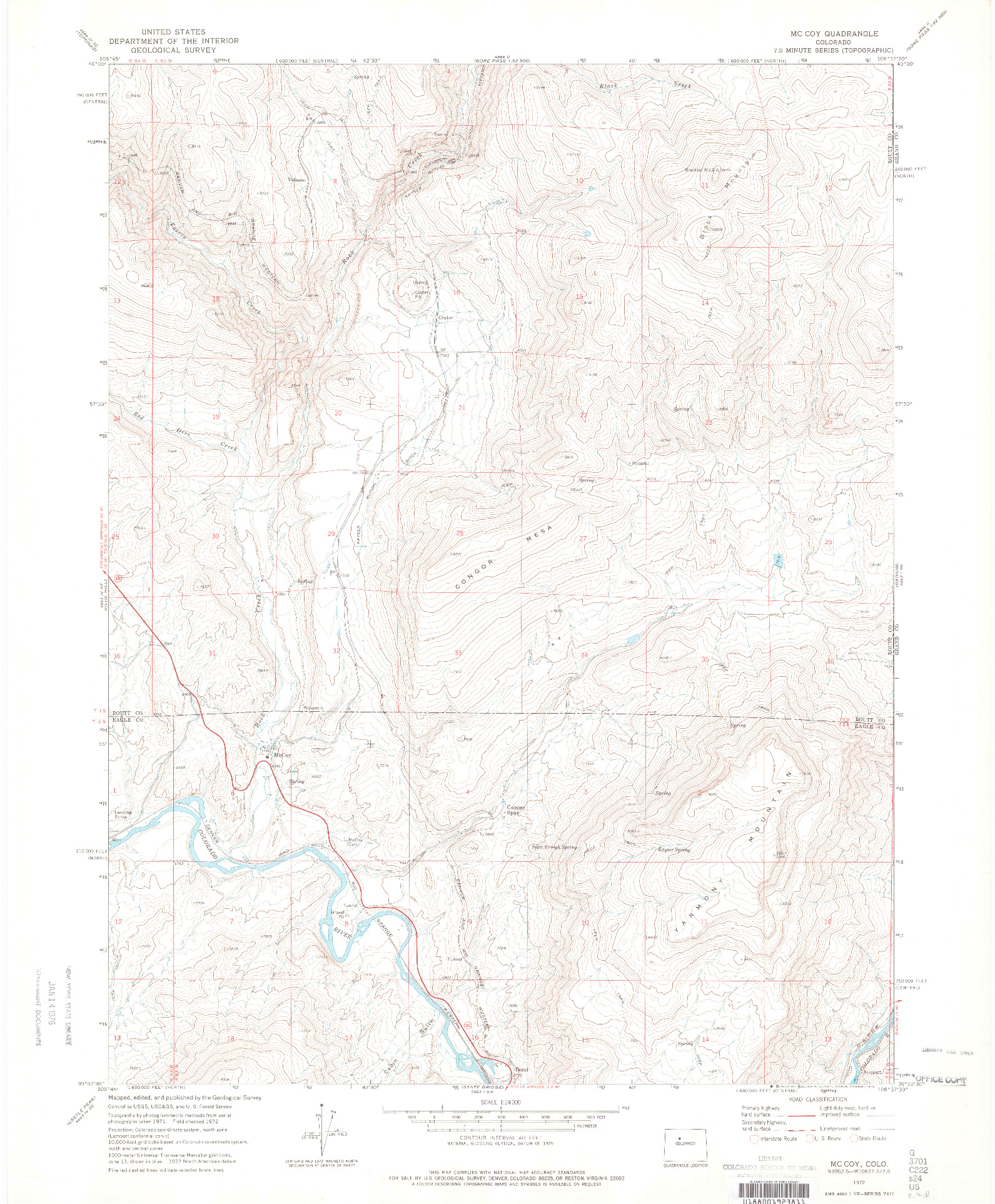 USGS 1:24000-SCALE QUADRANGLE FOR MC COY, CO 1972