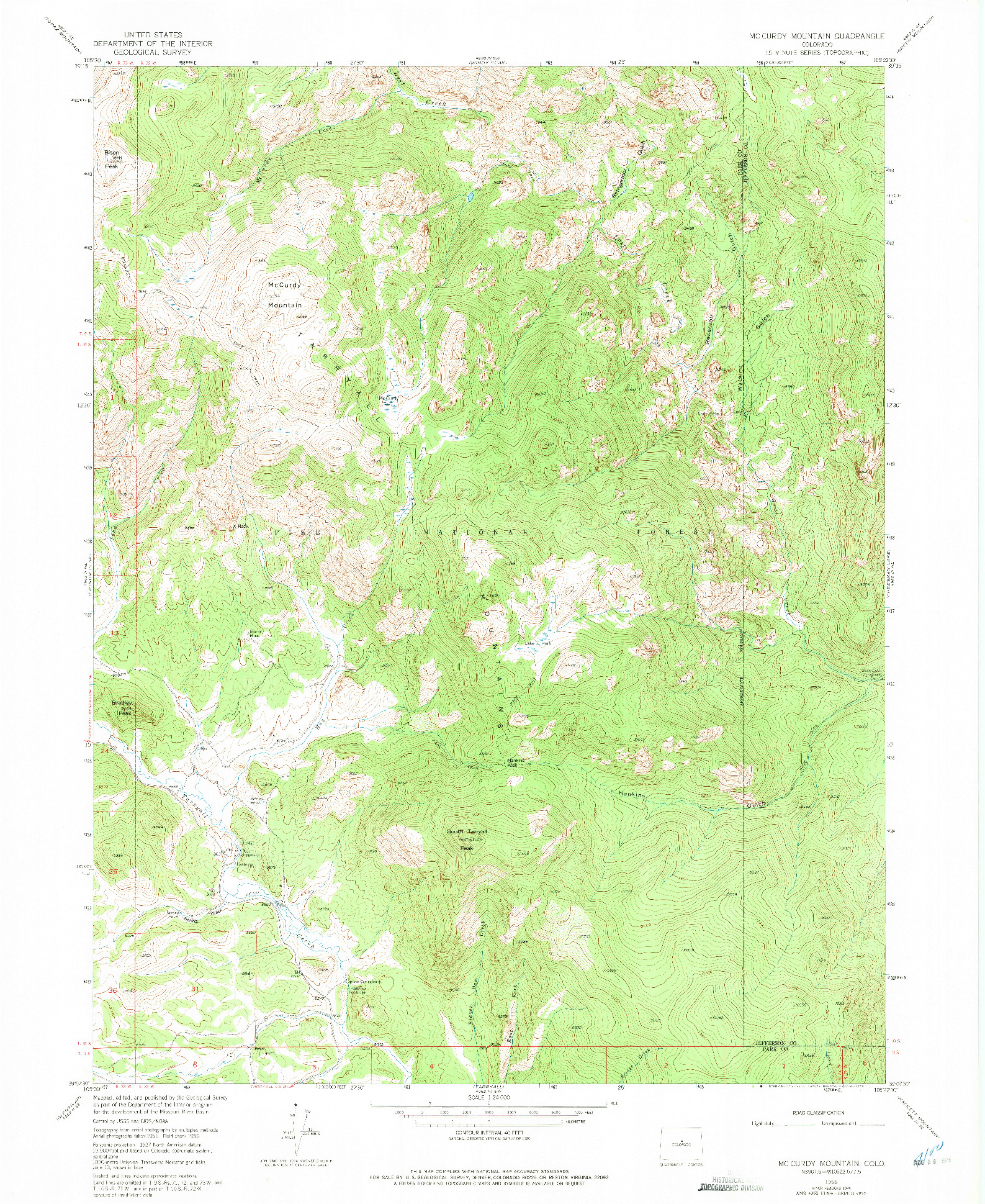 USGS 1:24000-SCALE QUADRANGLE FOR MC CURDY MOUNTAIN, CO 1956