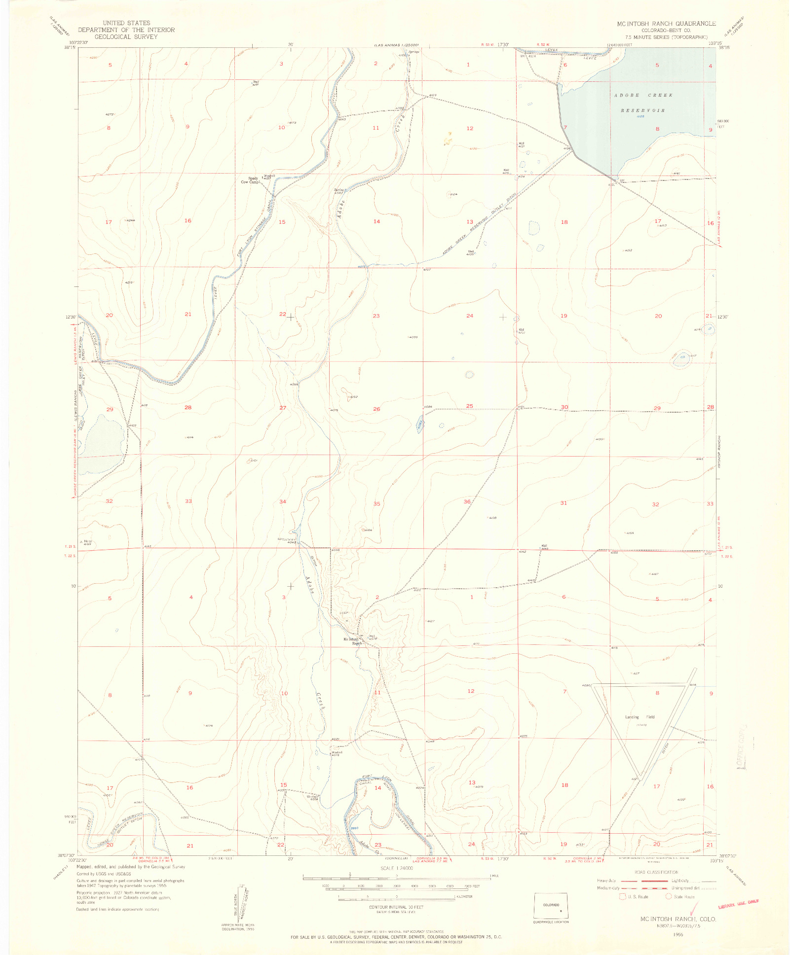 USGS 1:24000-SCALE QUADRANGLE FOR MC INTOSH RANCH, CO 1955