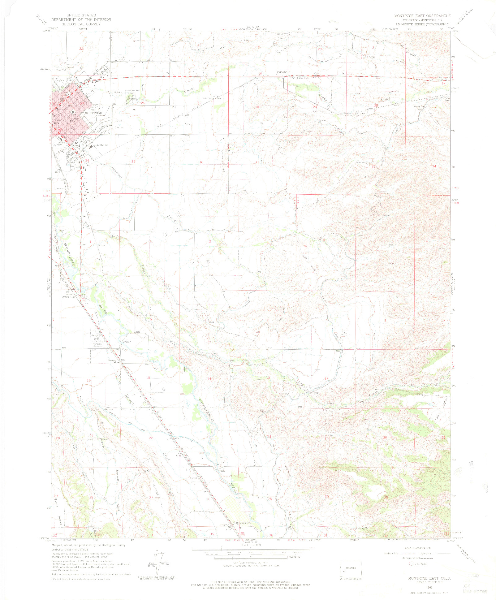USGS 1:24000-SCALE QUADRANGLE FOR MONTROSE EAST, CO 1962