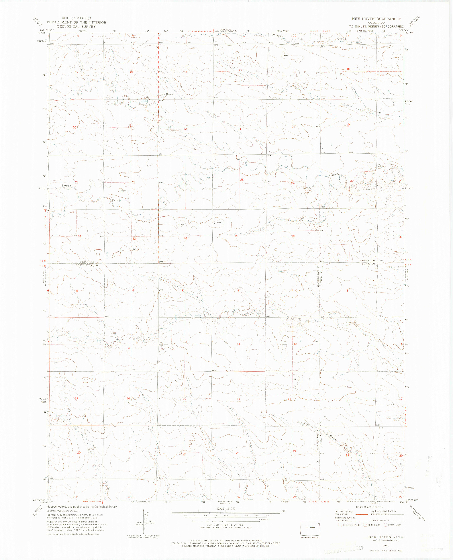USGS 1:24000-SCALE QUADRANGLE FOR NEW HAVEN, CO 1972