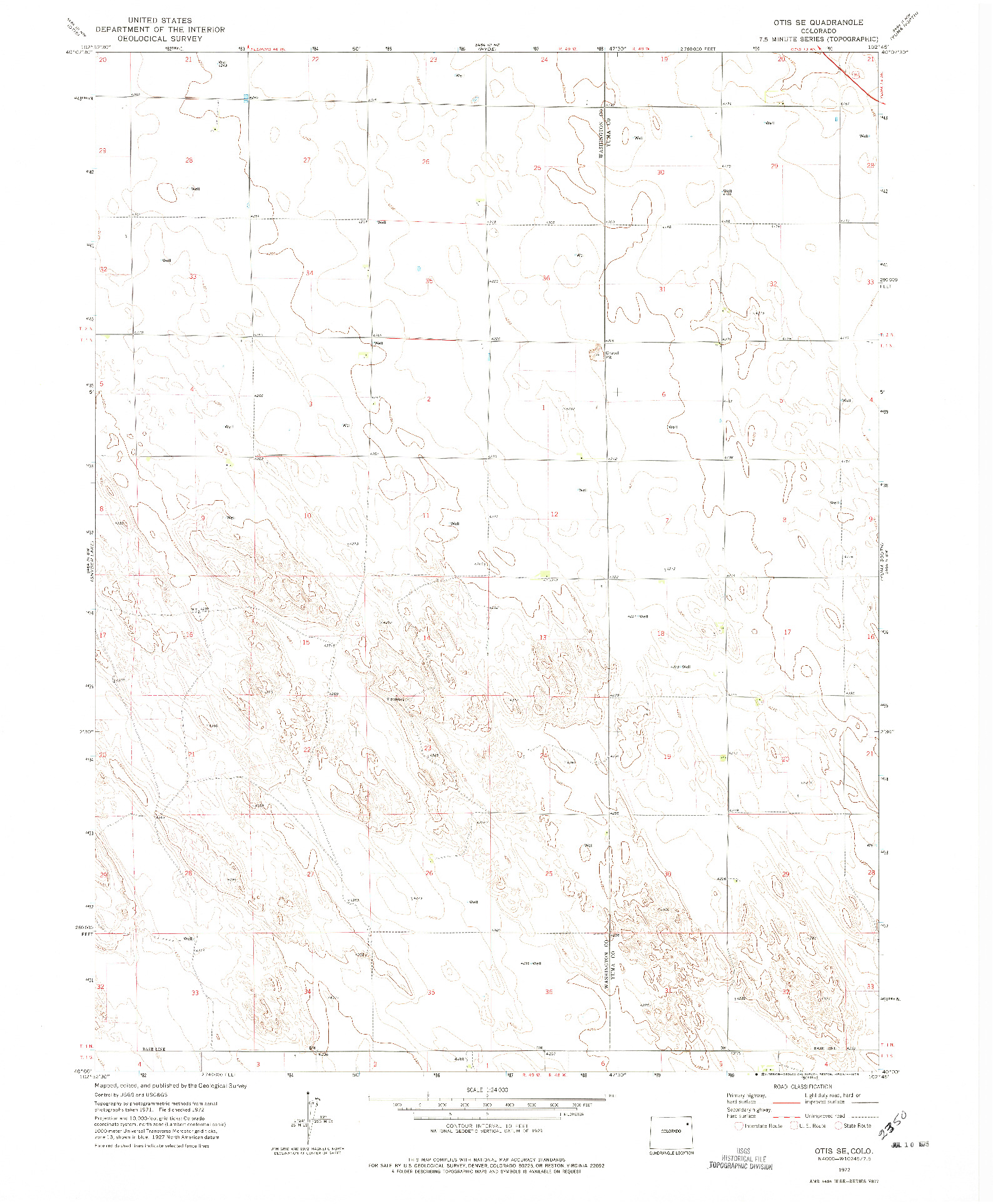USGS 1:24000-SCALE QUADRANGLE FOR OTIS SE, CO 1972