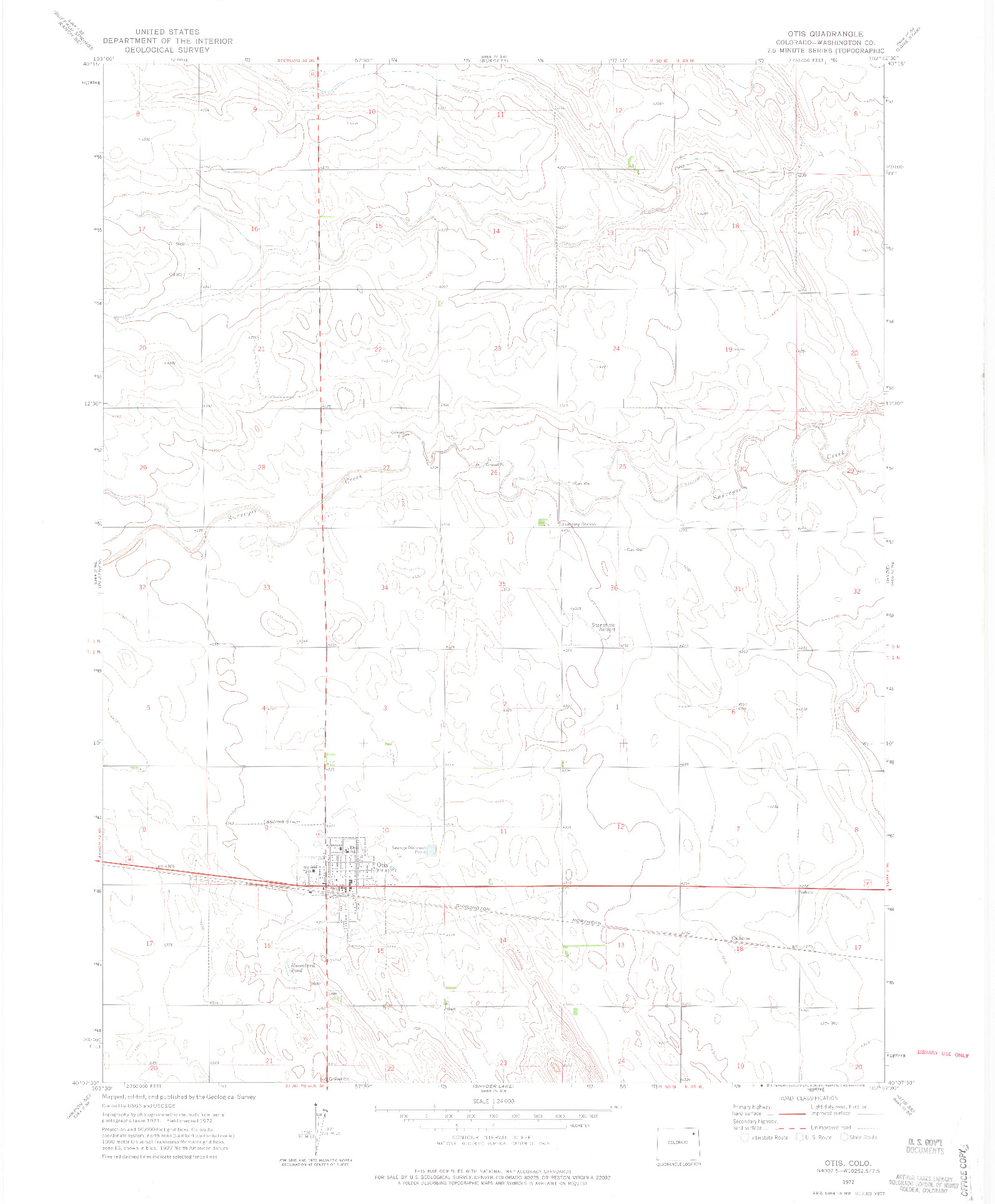 USGS 1:24000-SCALE QUADRANGLE FOR OTIS, CO 1972