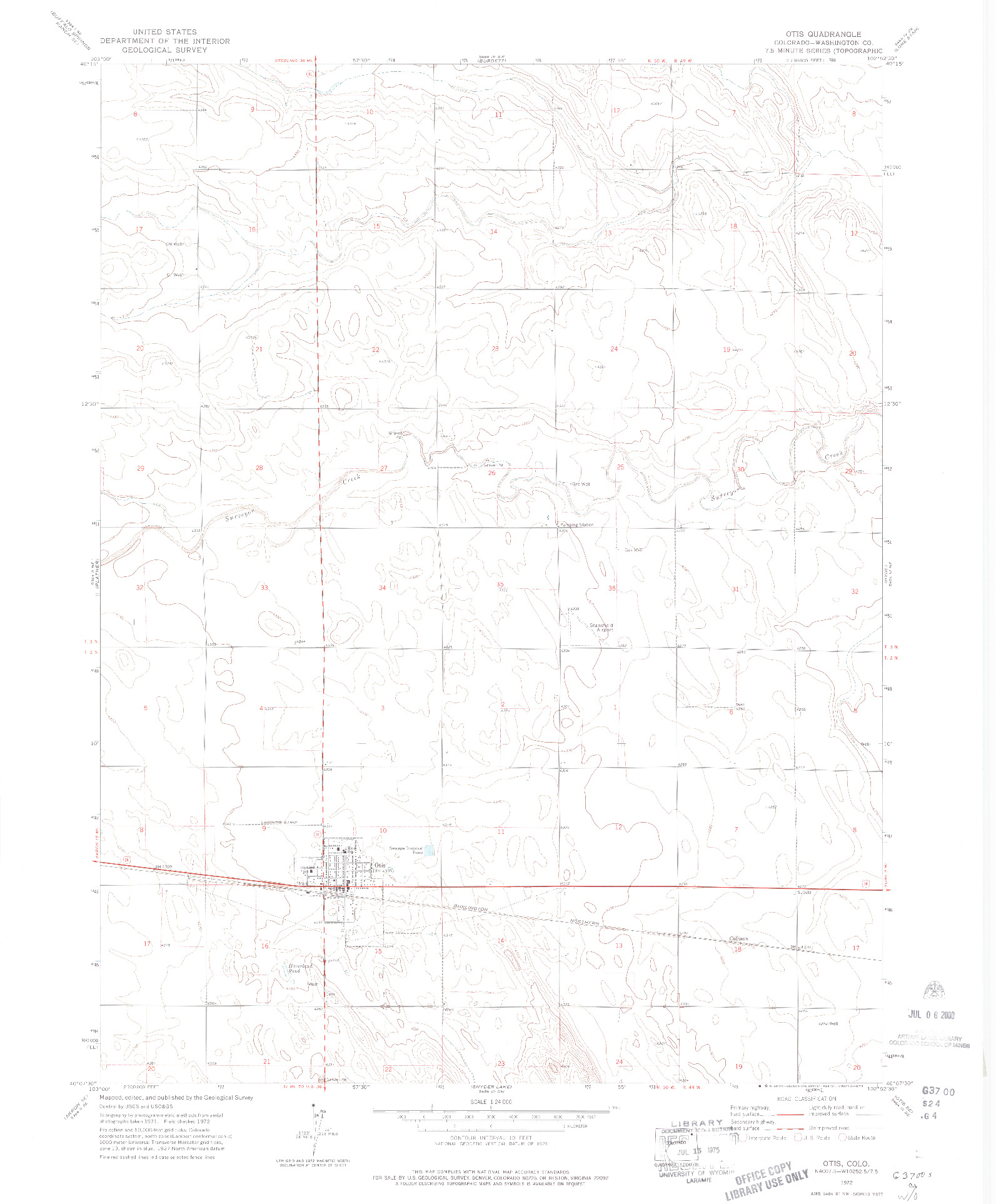 USGS 1:24000-SCALE QUADRANGLE FOR OTIS, CO 1972