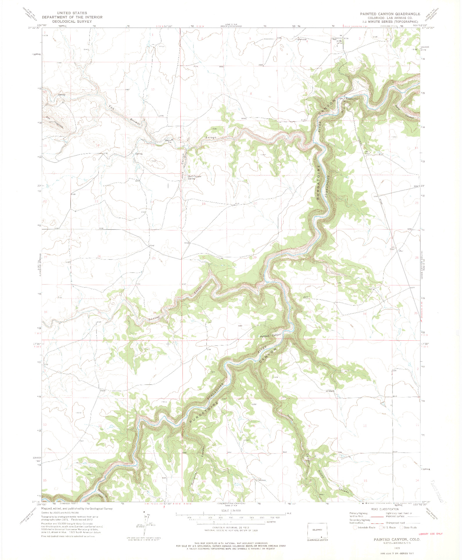 USGS 1:24000-SCALE QUADRANGLE FOR PAINTED CANYON, CO 1972