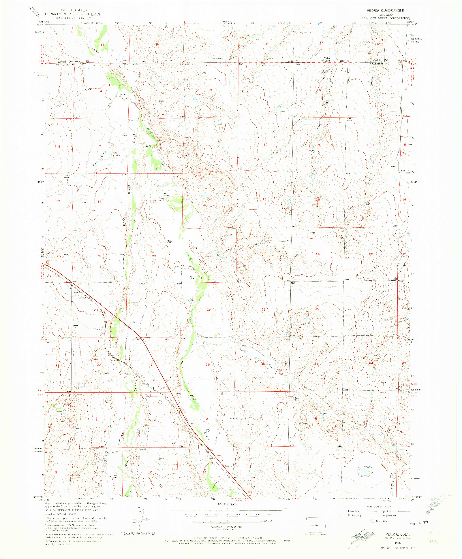 USGS 1:24000-SCALE QUADRANGLE FOR PEORIA, CO 1956