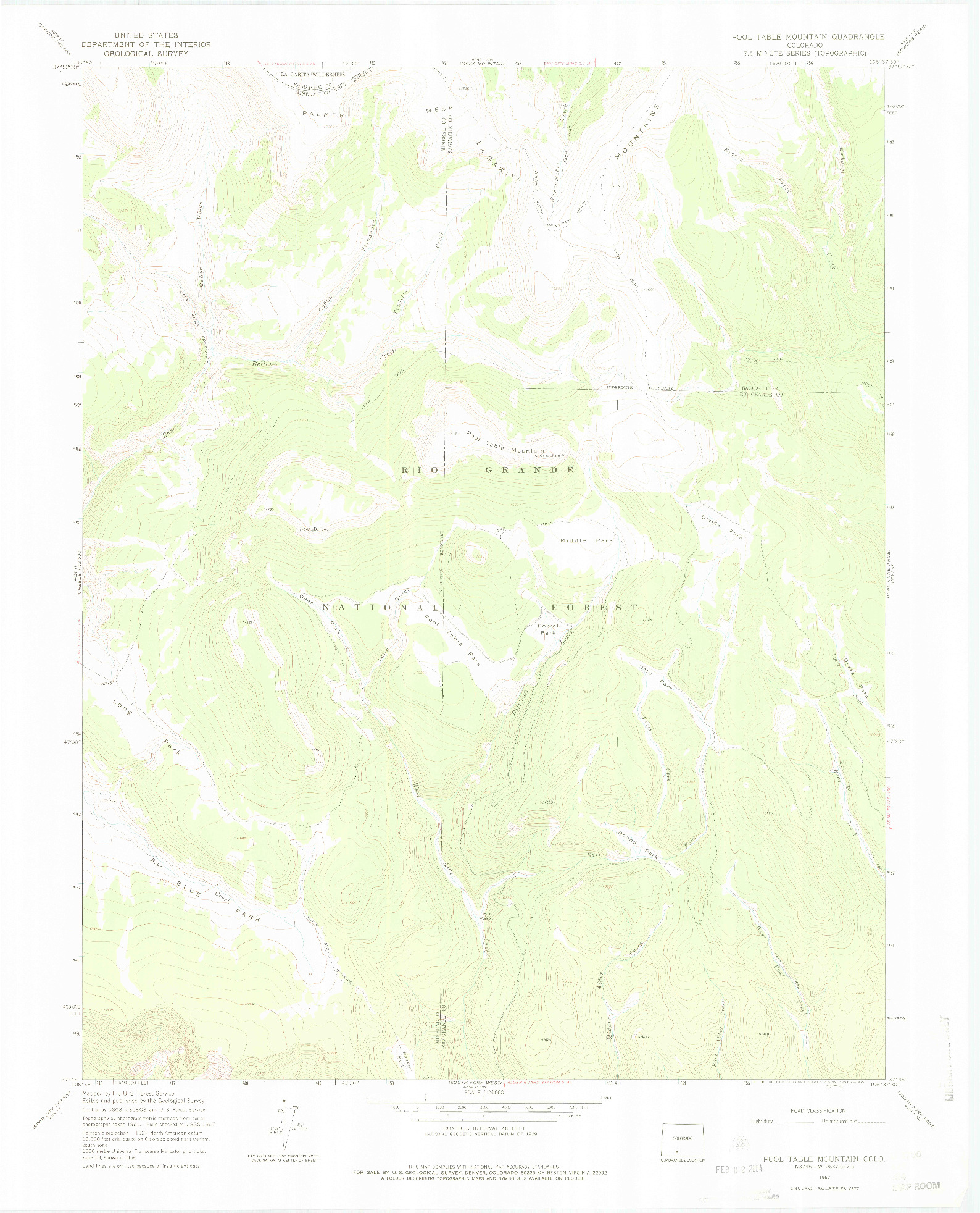 USGS 1:24000-SCALE QUADRANGLE FOR POOL TABLE MOUNTAIN, CO 1967