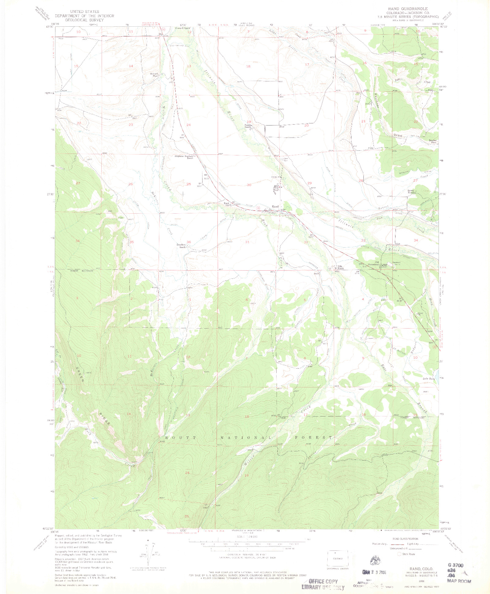 USGS 1:24000-SCALE QUADRANGLE FOR RAND, CO 1956