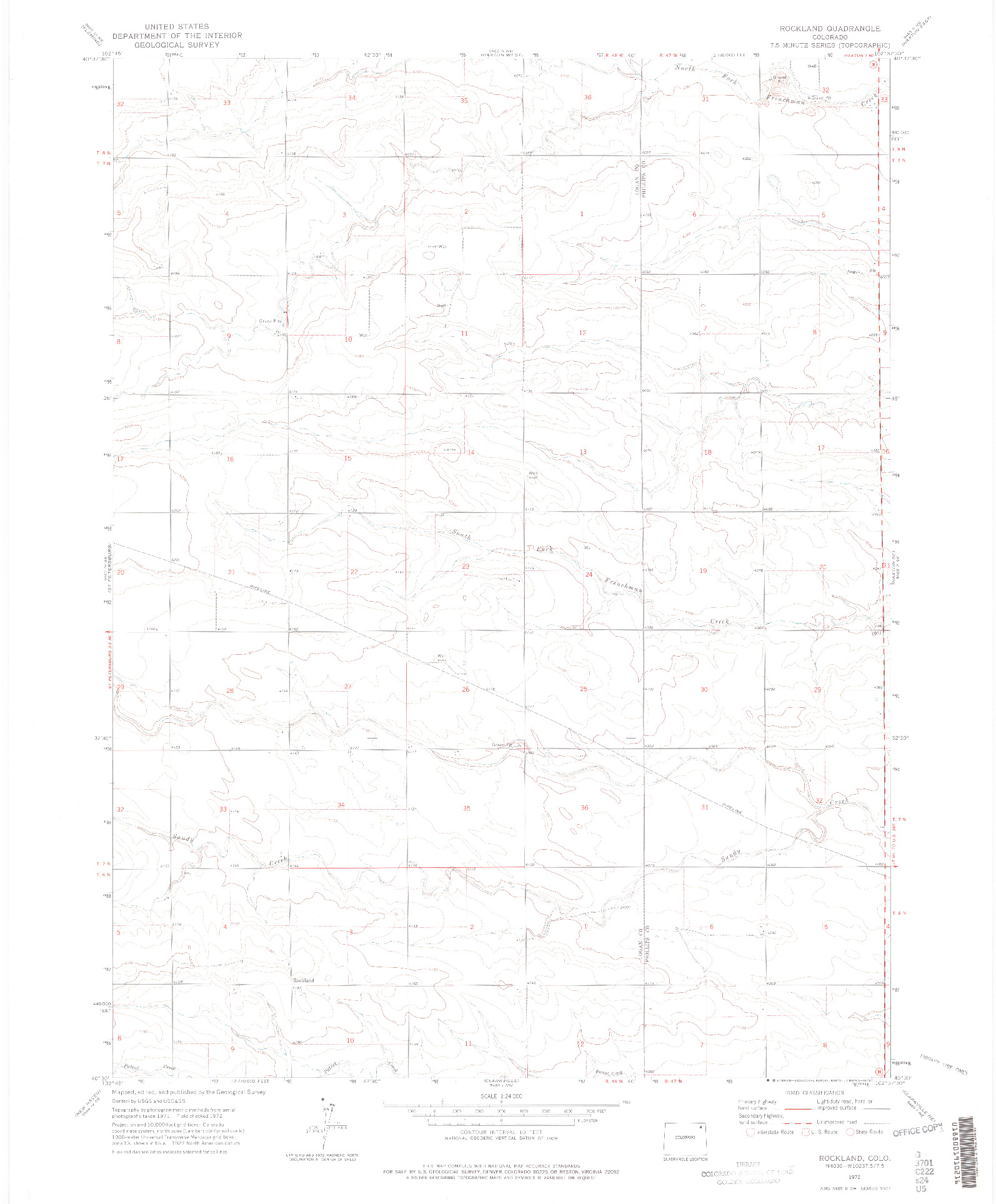 USGS 1:24000-SCALE QUADRANGLE FOR ROCKLAND, CO 1972