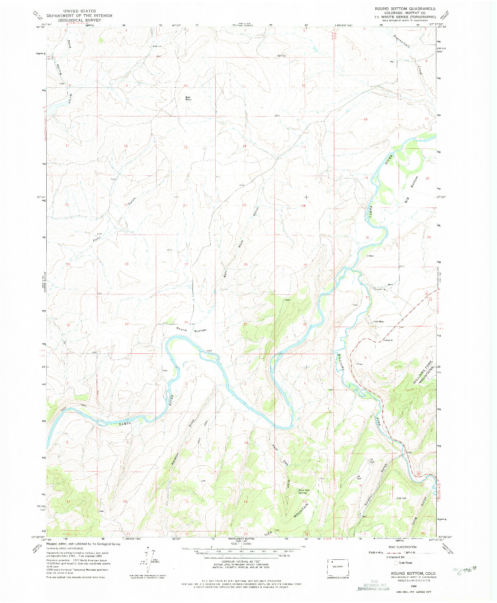 USGS 1:24000-SCALE QUADRANGLE FOR ROUND BOTTOM, CO 1966