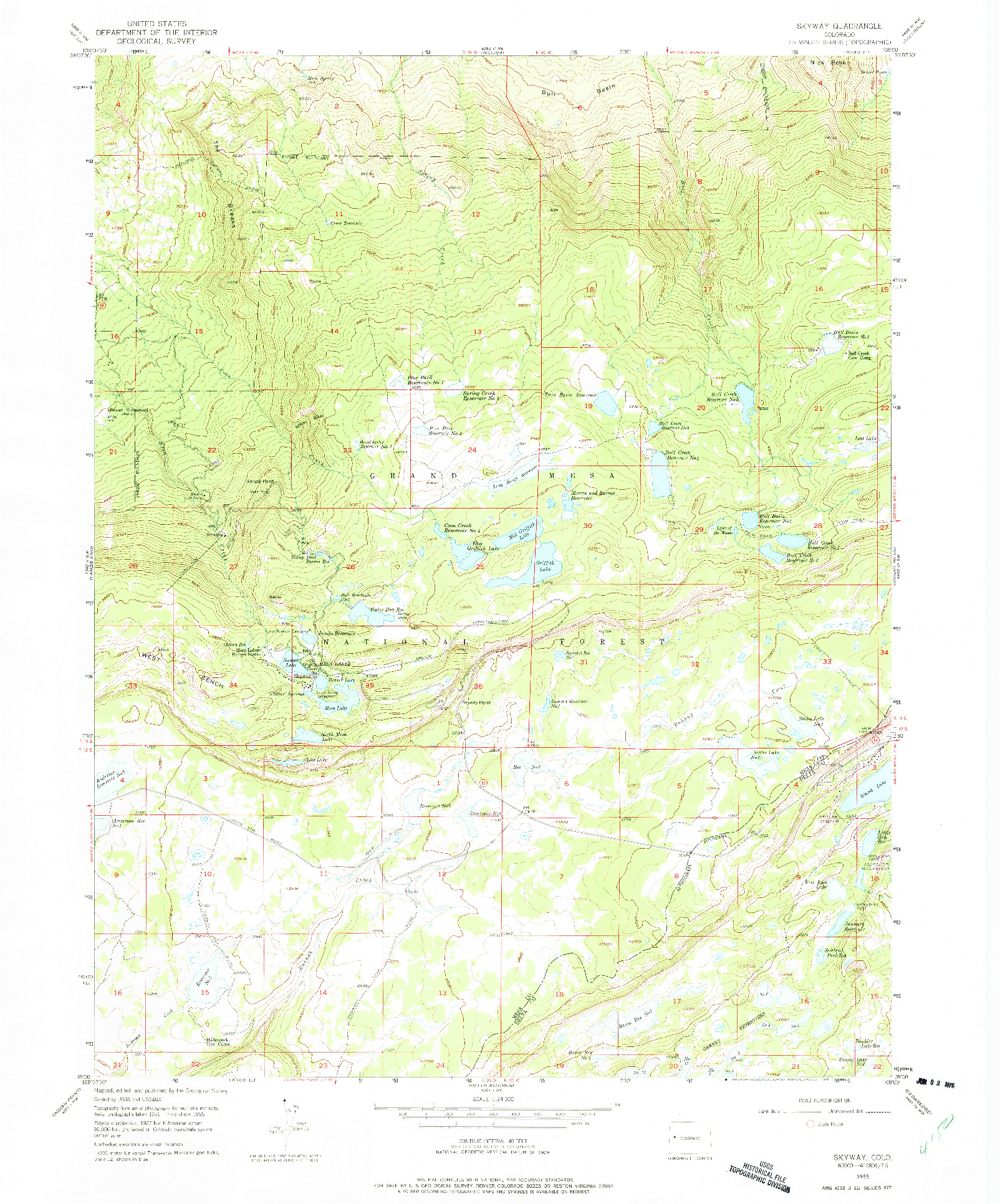 USGS 1:24000-SCALE QUADRANGLE FOR SKYWAY, CO 1955