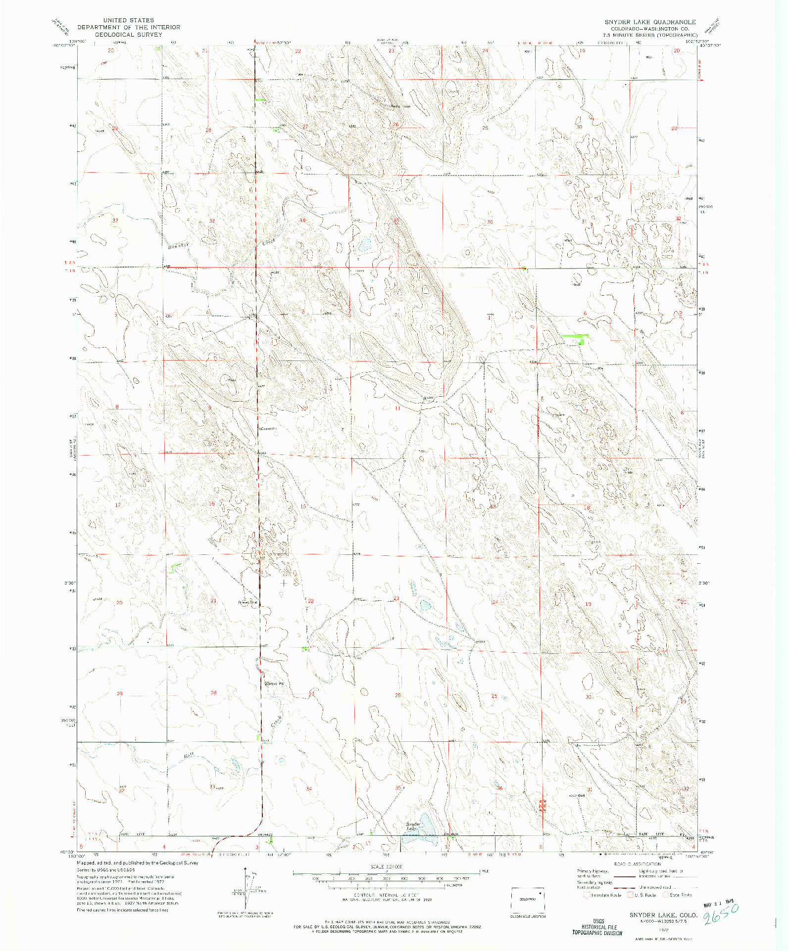 USGS 1:24000-SCALE QUADRANGLE FOR SNYDER LAKE, CO 1972