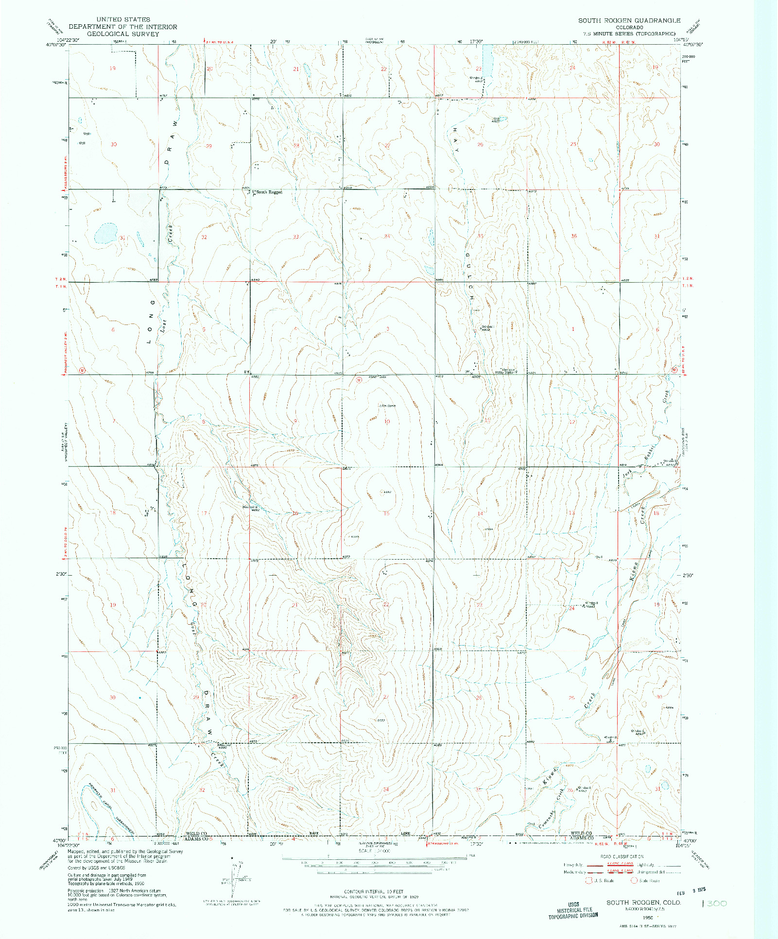 USGS 1:24000-SCALE QUADRANGLE FOR SOUTH ROGGEN, CO 1950