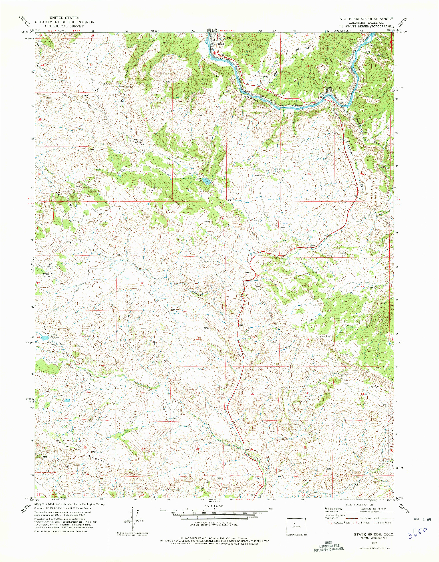 USGS 1:24000-SCALE QUADRANGLE FOR STATE BRIDGE, CO 1972