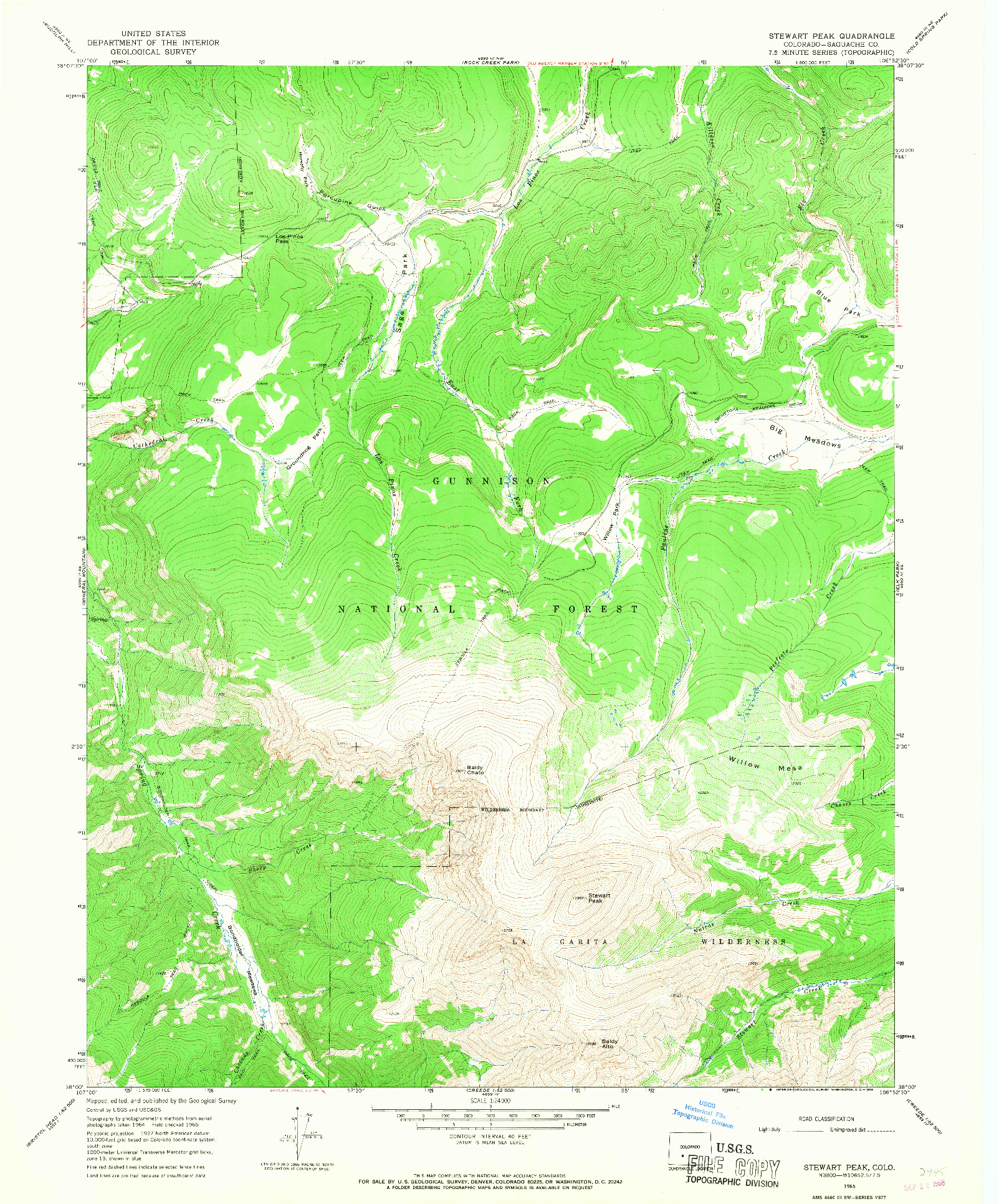 USGS 1:24000-SCALE QUADRANGLE FOR STEWART PEAK, CO 1965