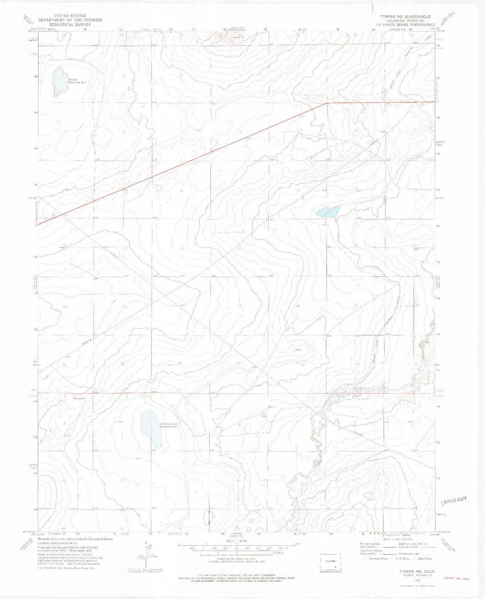 USGS 1:24000-SCALE QUADRANGLE FOR TIMPAS NE, CO 1972