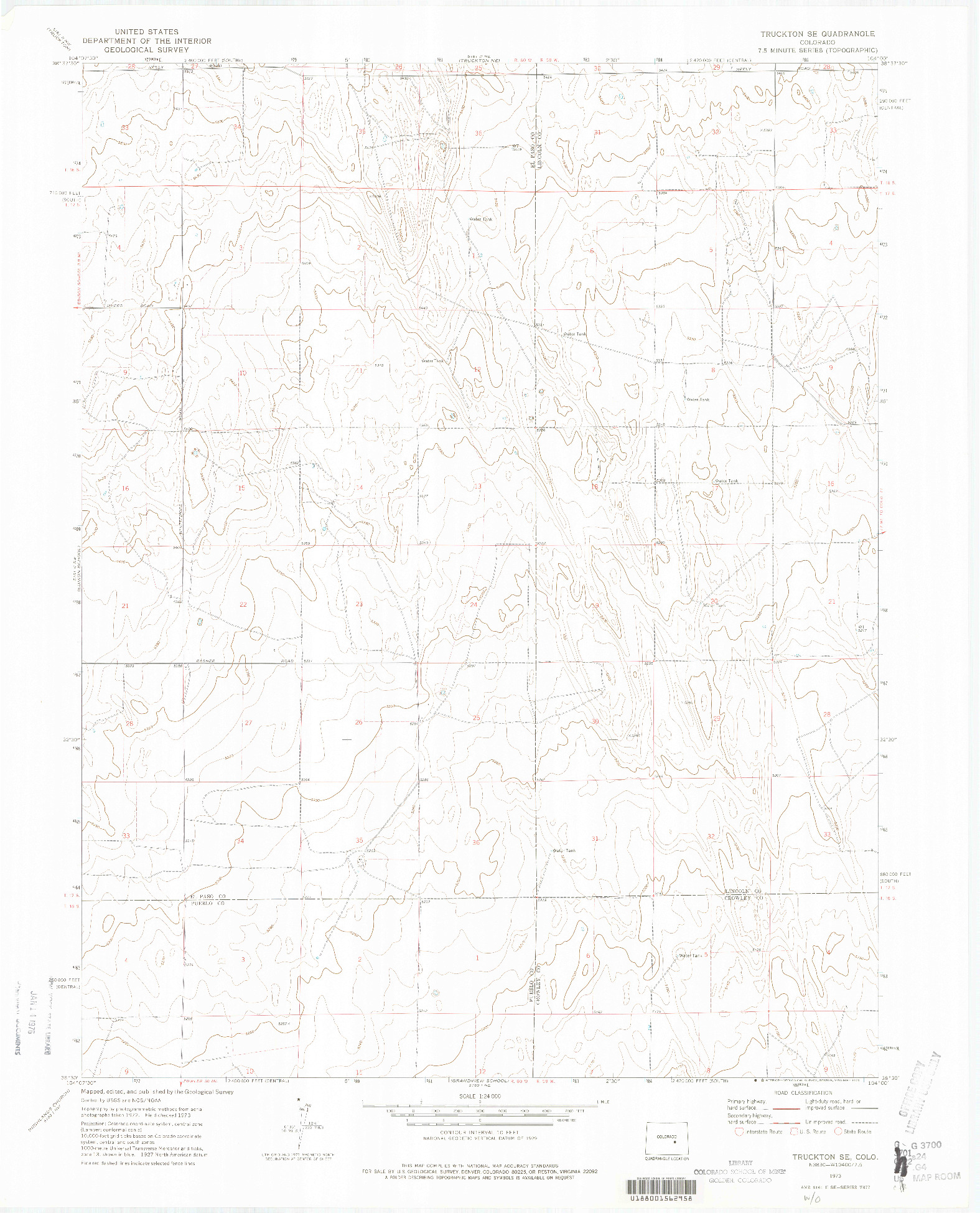 USGS 1:24000-SCALE QUADRANGLE FOR TRUCKTON SE, CO 1973